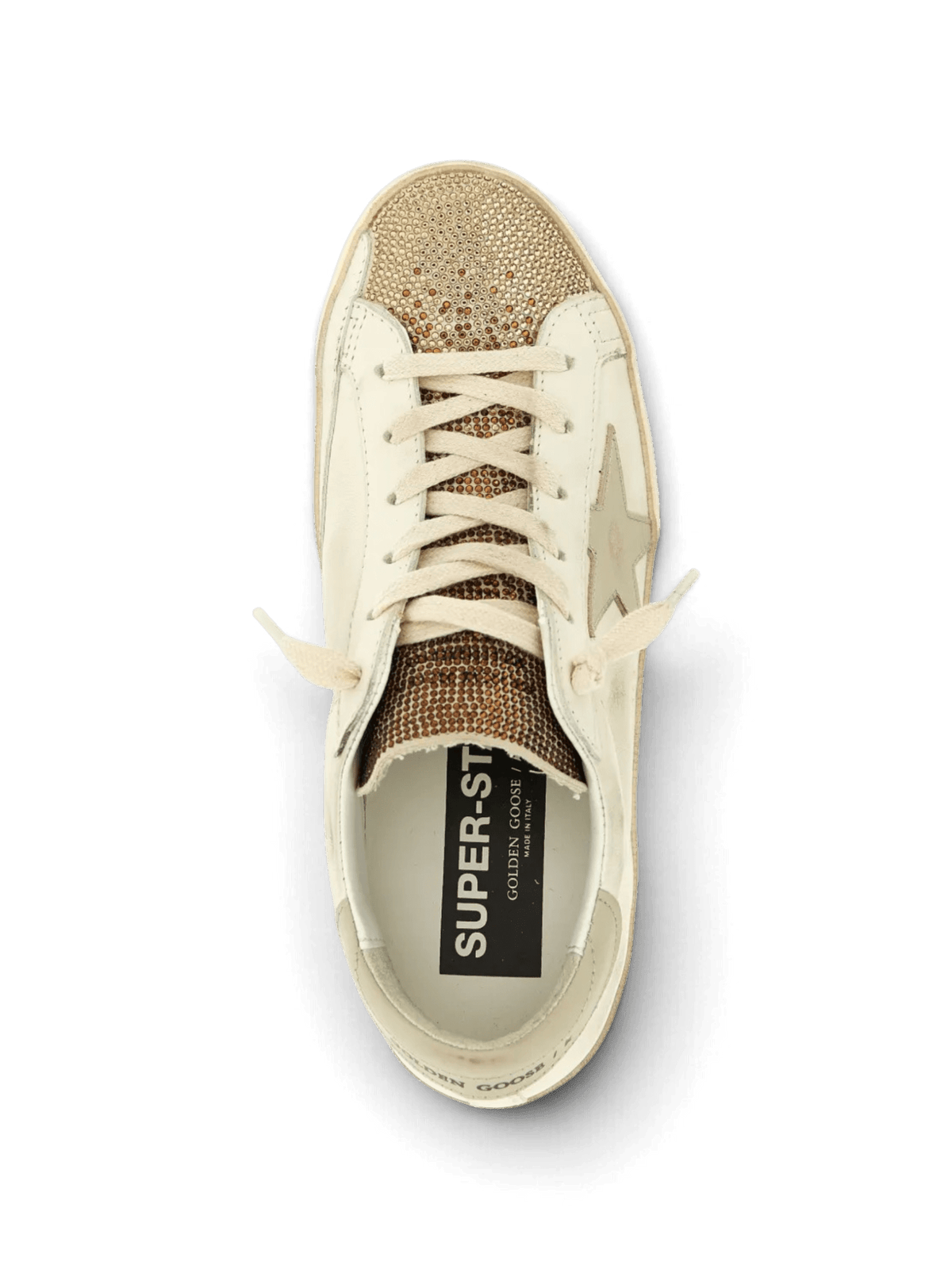 Golden Goose Super-Star White With Swarovski Beige