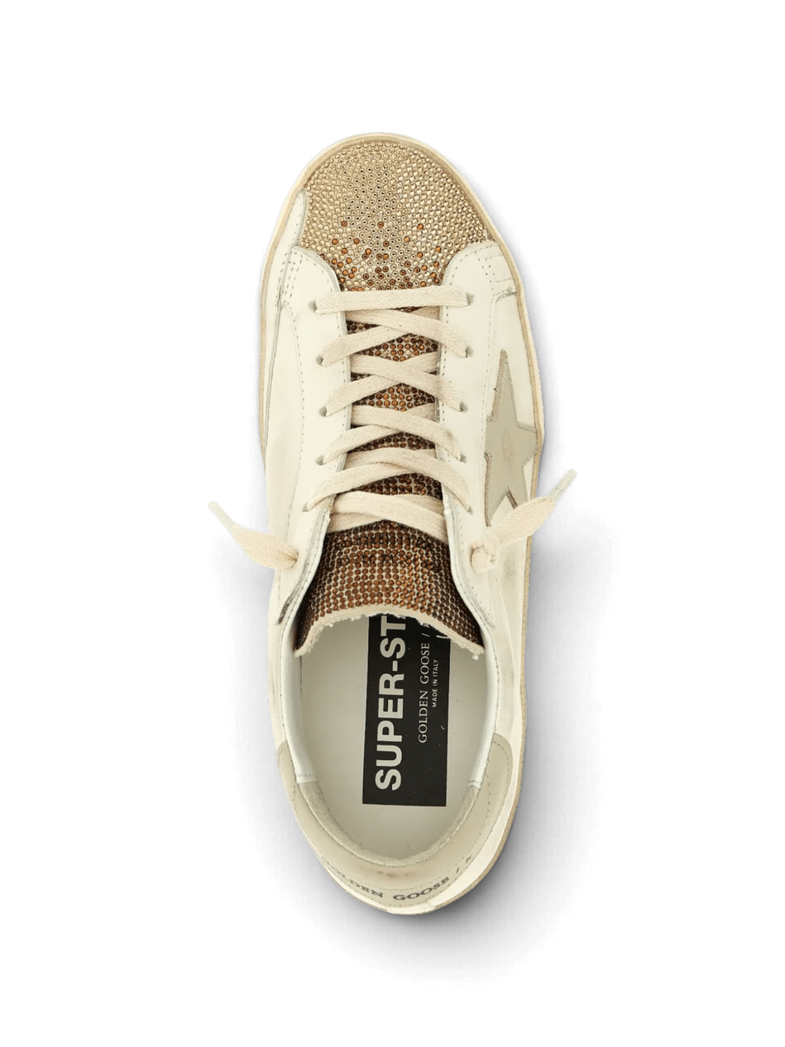 Golden Goose Super-Star White With Swarovski Beige