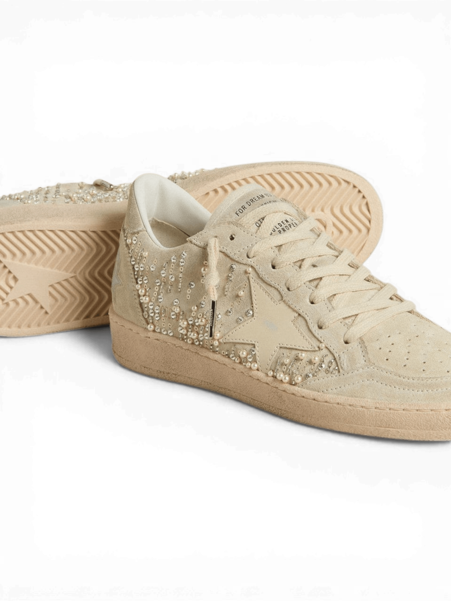 Golden Goose Ball Star In Suede With Swarovski Crystals And Pearls And Leather Star