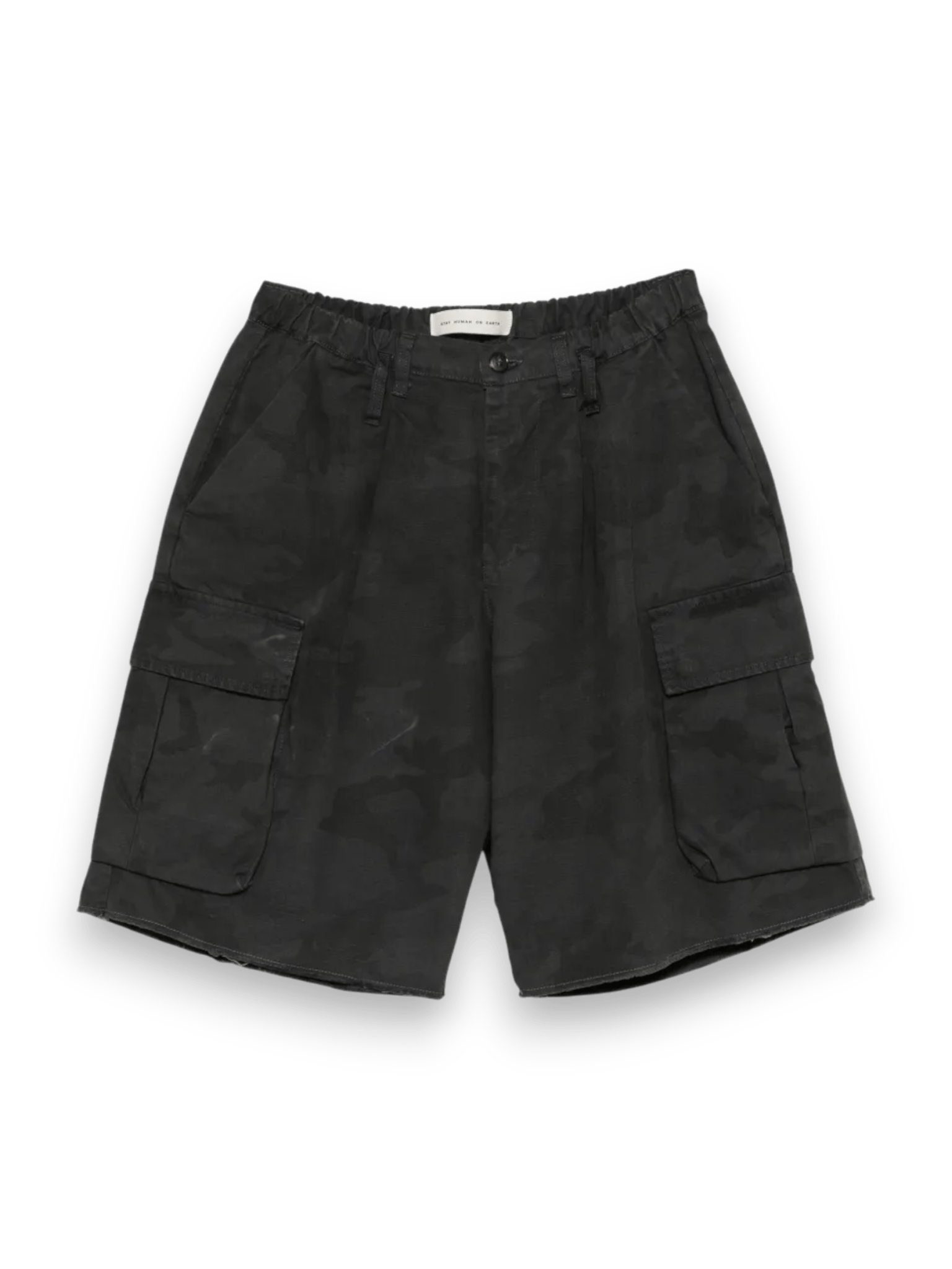 STAY HUMAN ON EARTH RIPSTOP BERMUDA BLACK CAMO