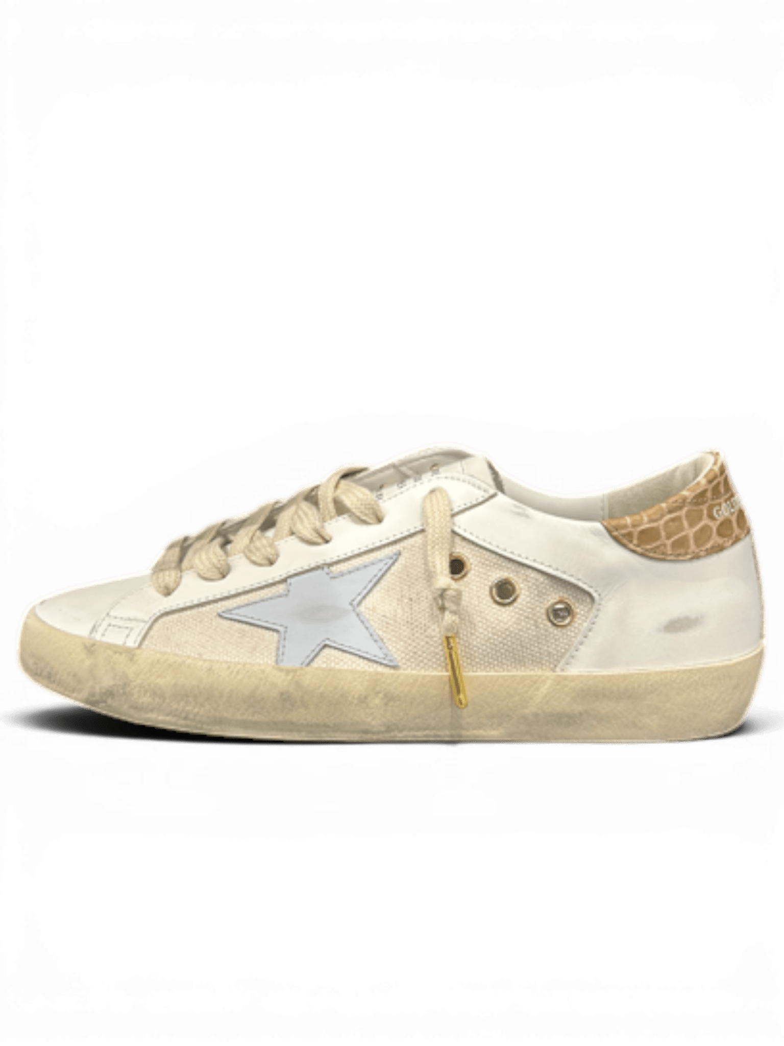 Golden Goose Super-Star White With Leather Star And Cocco Printer Heel