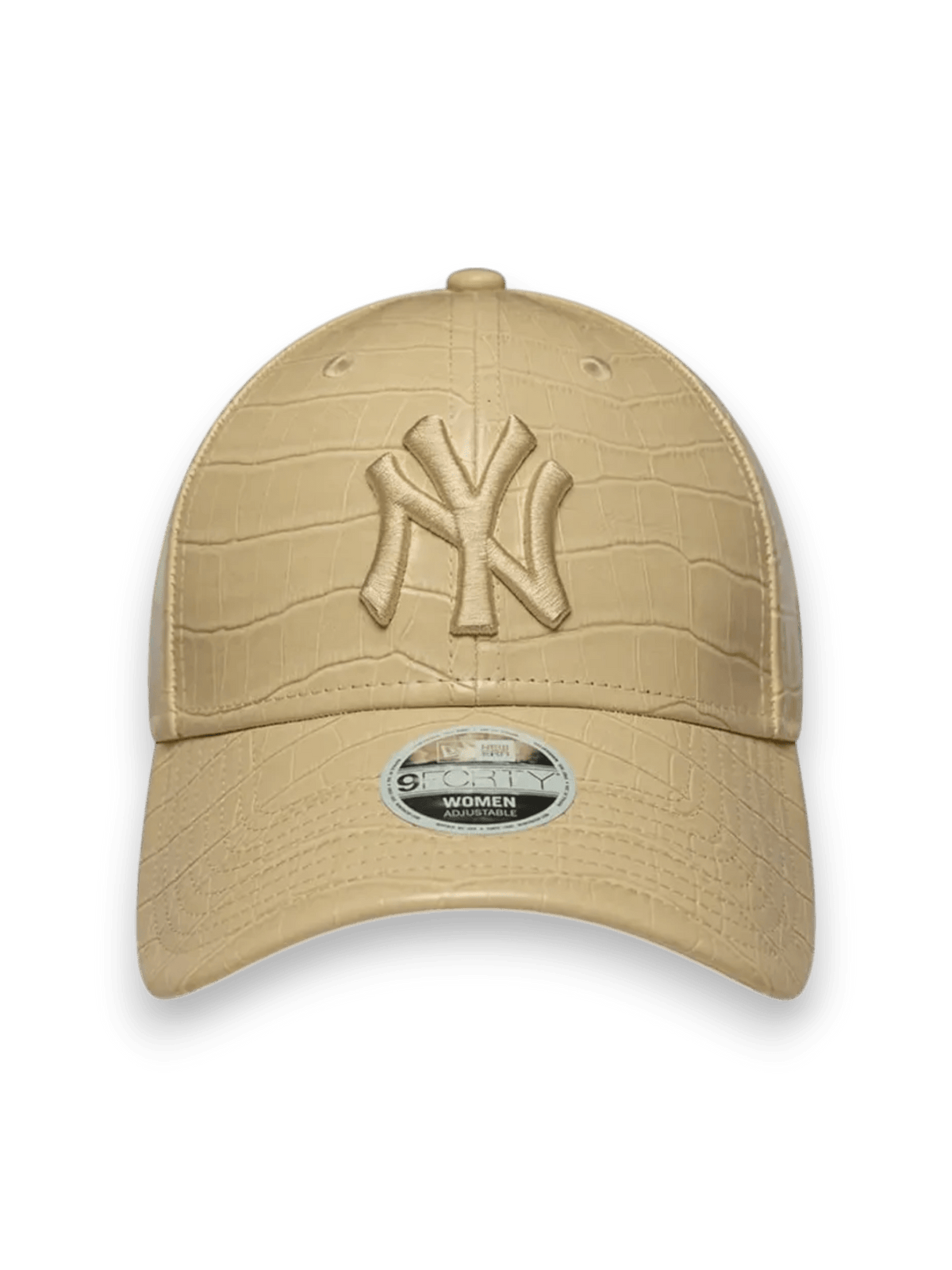 New Era Curved Brim Women 9FORTY PU Pattern New York Yankees MLB Beige croc print Adjustable Cap with Beige Logo