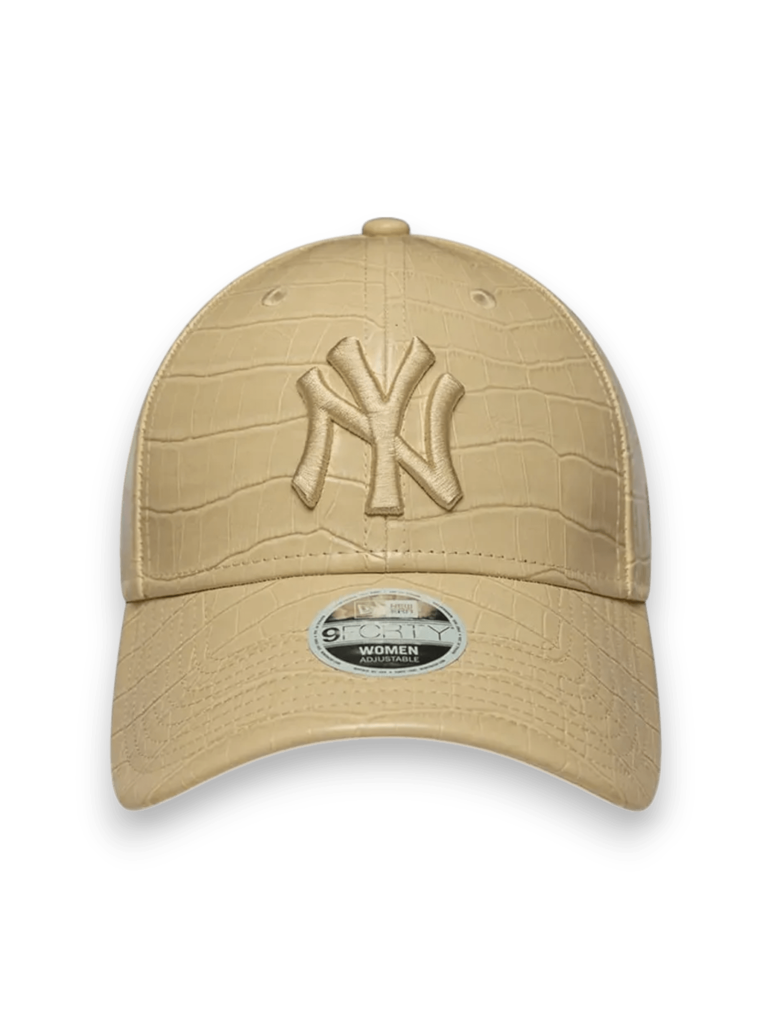 New Era Curved Brim Women 9FORTY PU Pattern New York Yankees MLB Beige croc print Adjustable Cap with Beige Logo