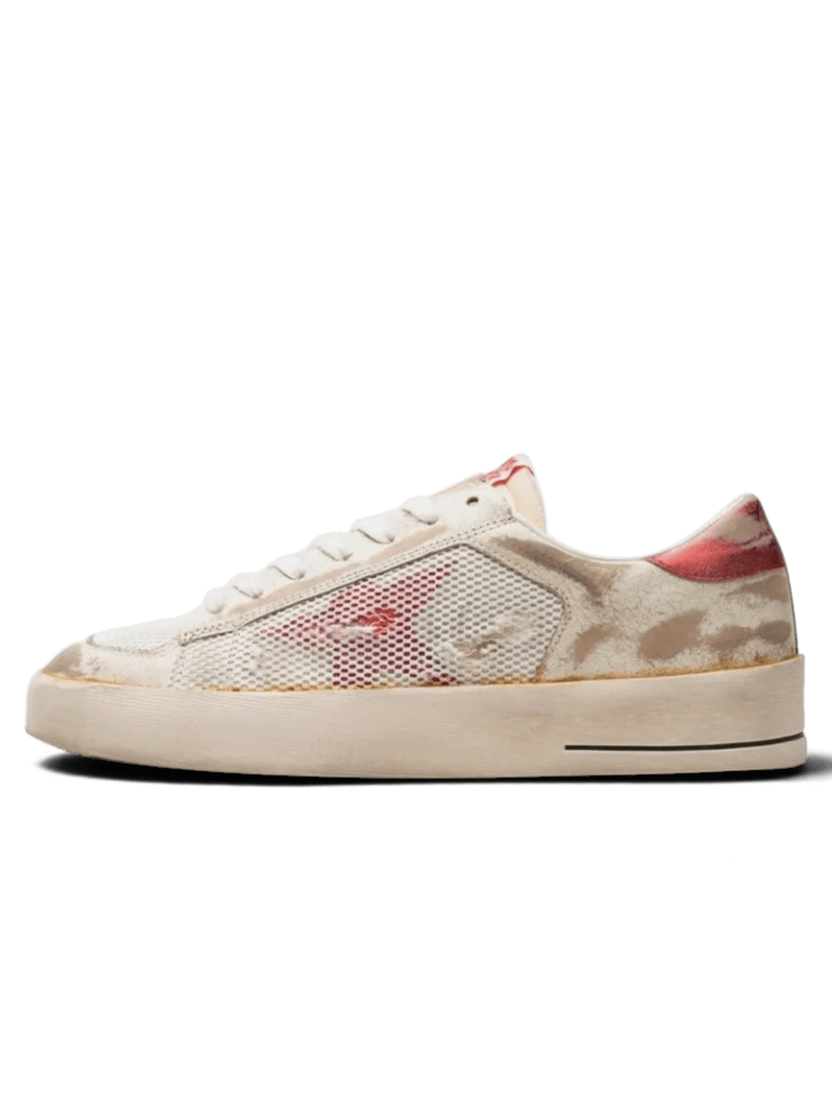 Golden Goose Stardan Laminated Leather White Red
