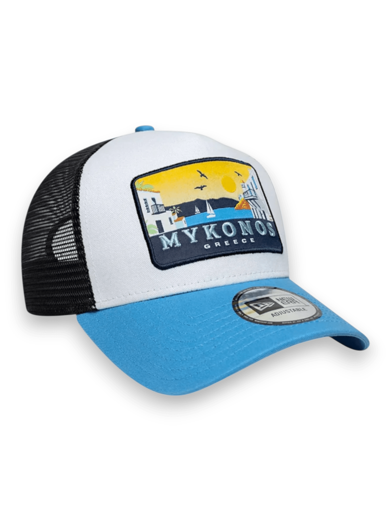 New Era 9FORTY A-Frame Trucker Mykonos azzurro pastello