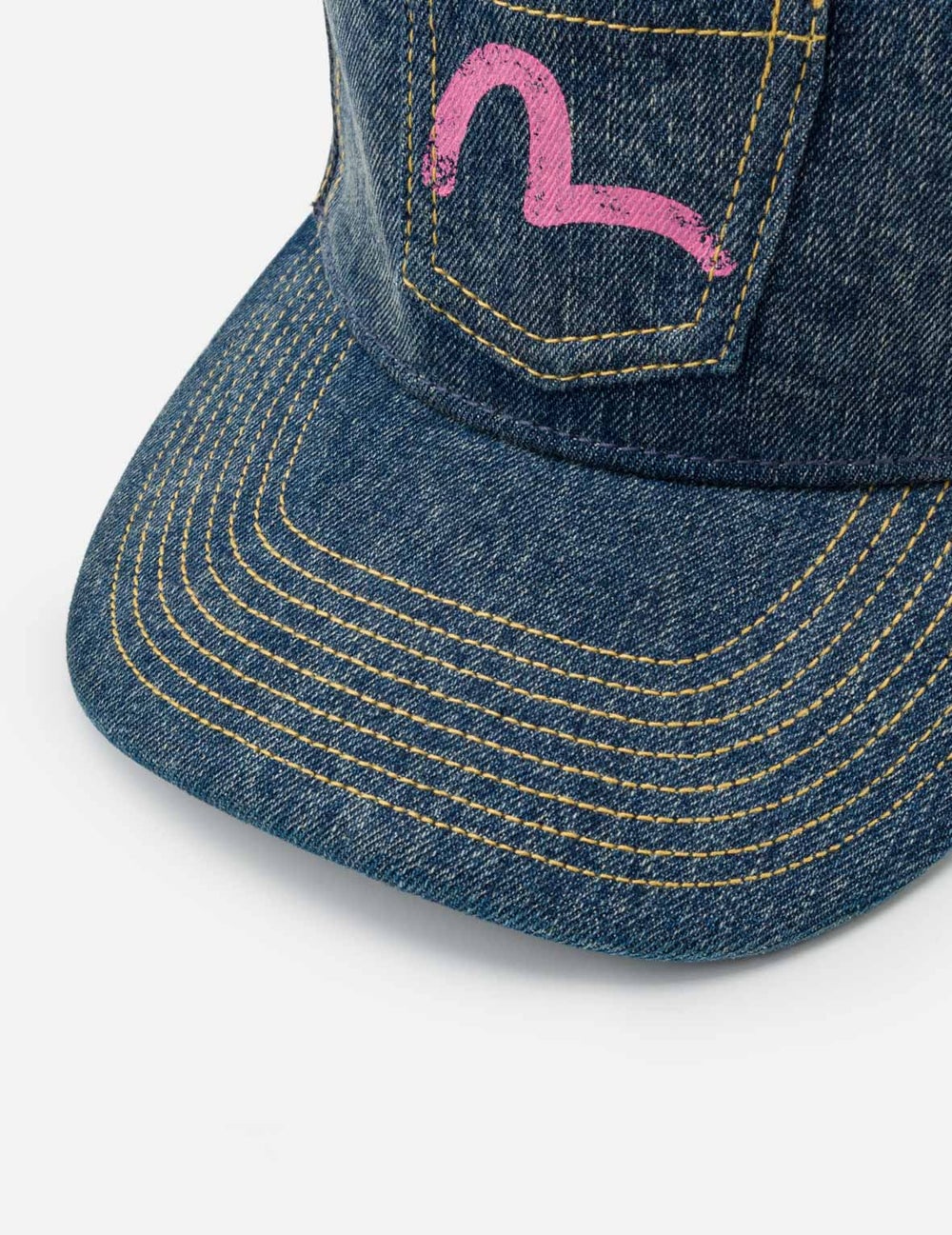 Evisu Seagull Pocket Denim Mesh Trucker Cap Navy