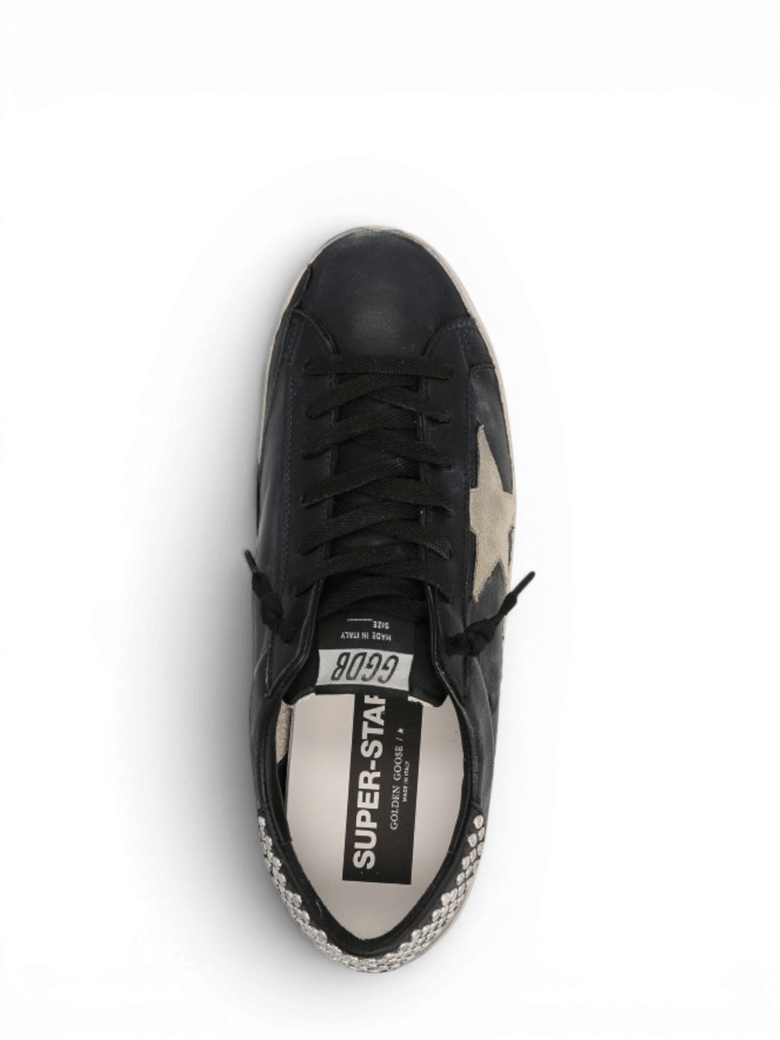 Golden Goose Sneakers superstar black with metal studs metal lettering