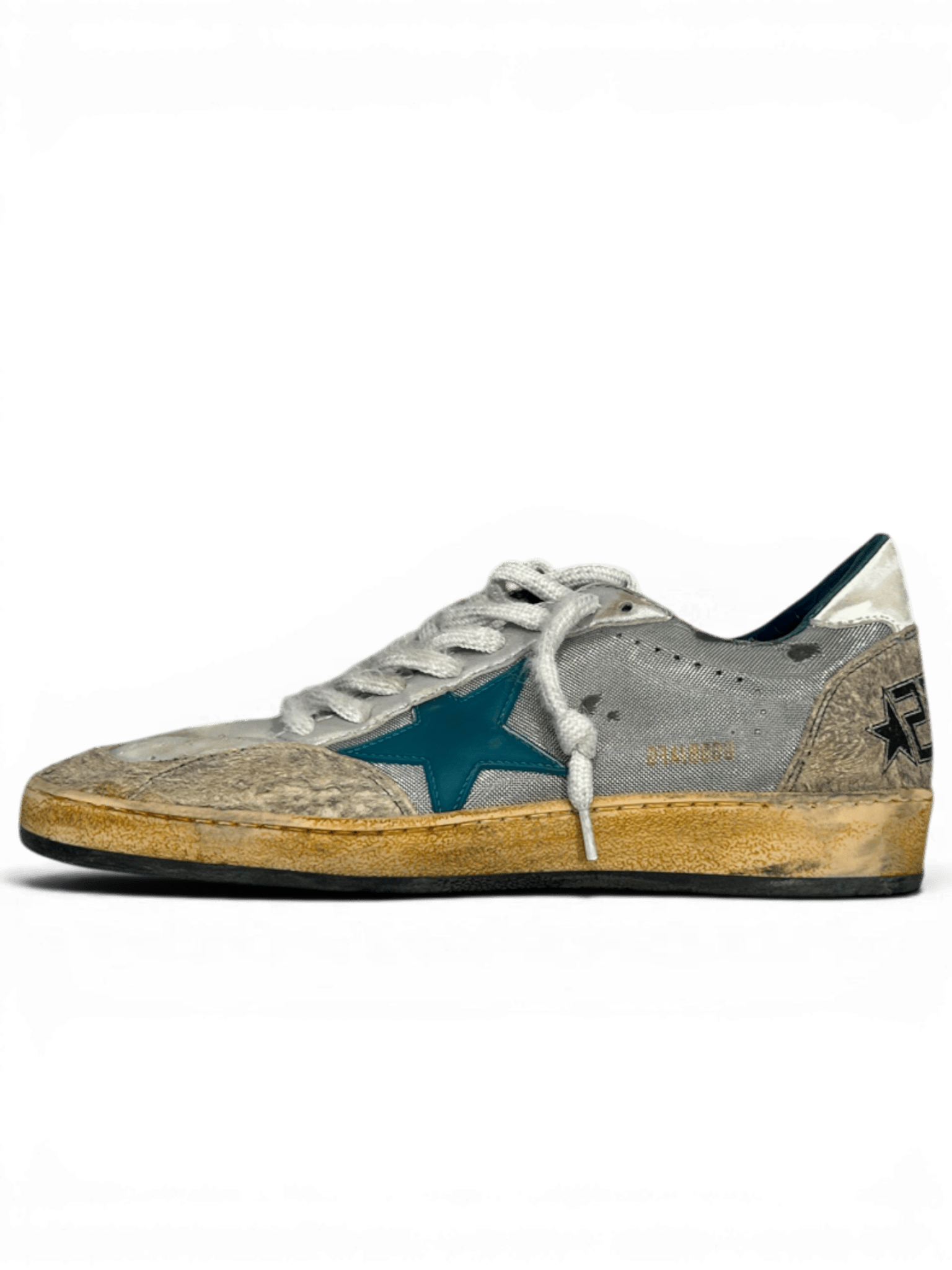 Golden Goose Ballstar Grey With Petrolium Star
