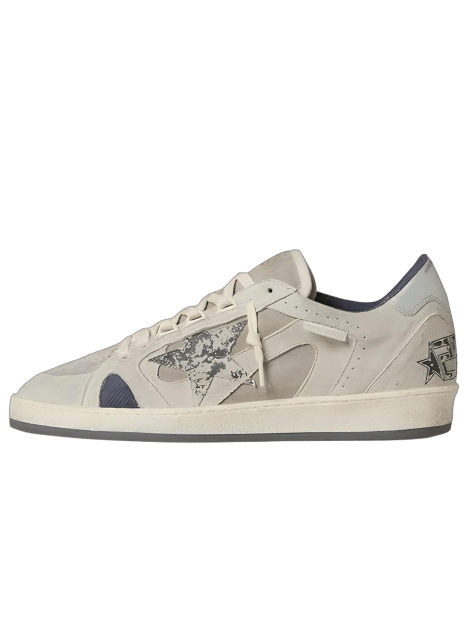 Golden Goose Ball-Star LTD Natural Grey Suede And Cracklè Star