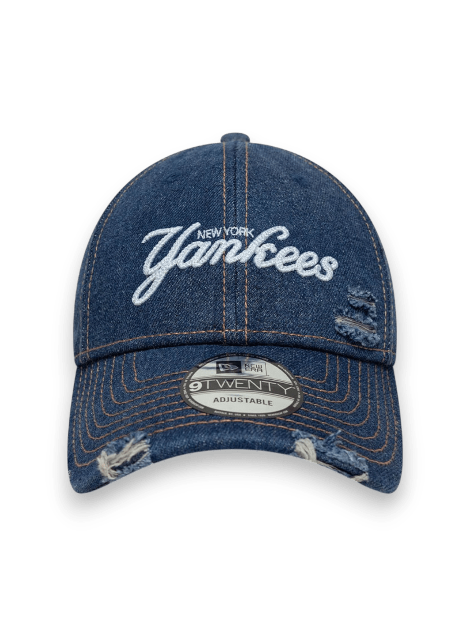 New Era New York Yankees MLB Denim Distressed Blu Navy 9Twenty