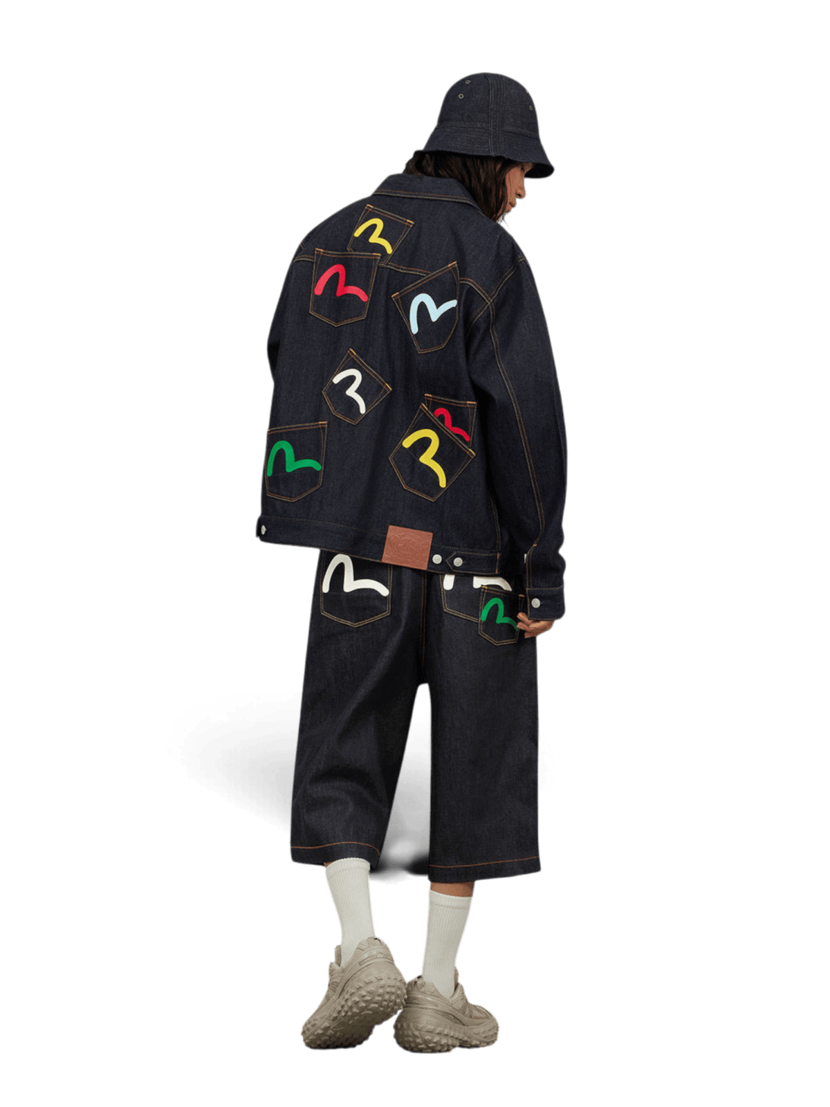 Evisu Seagull Print and Multi-Pocket Relax Fit Denim Jacket