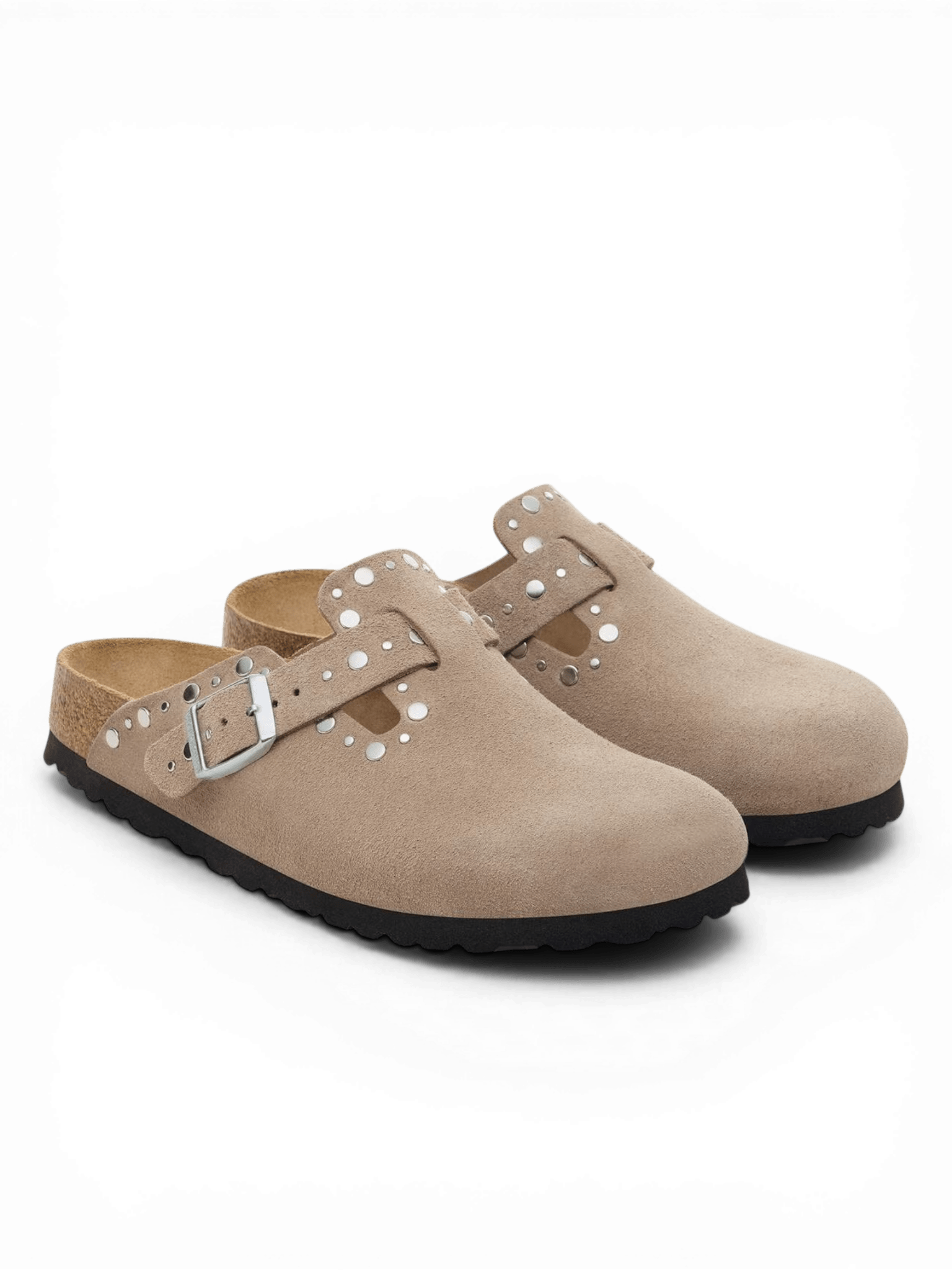 Birkenstock Boston Rivets Pelle scamosciata Taupe