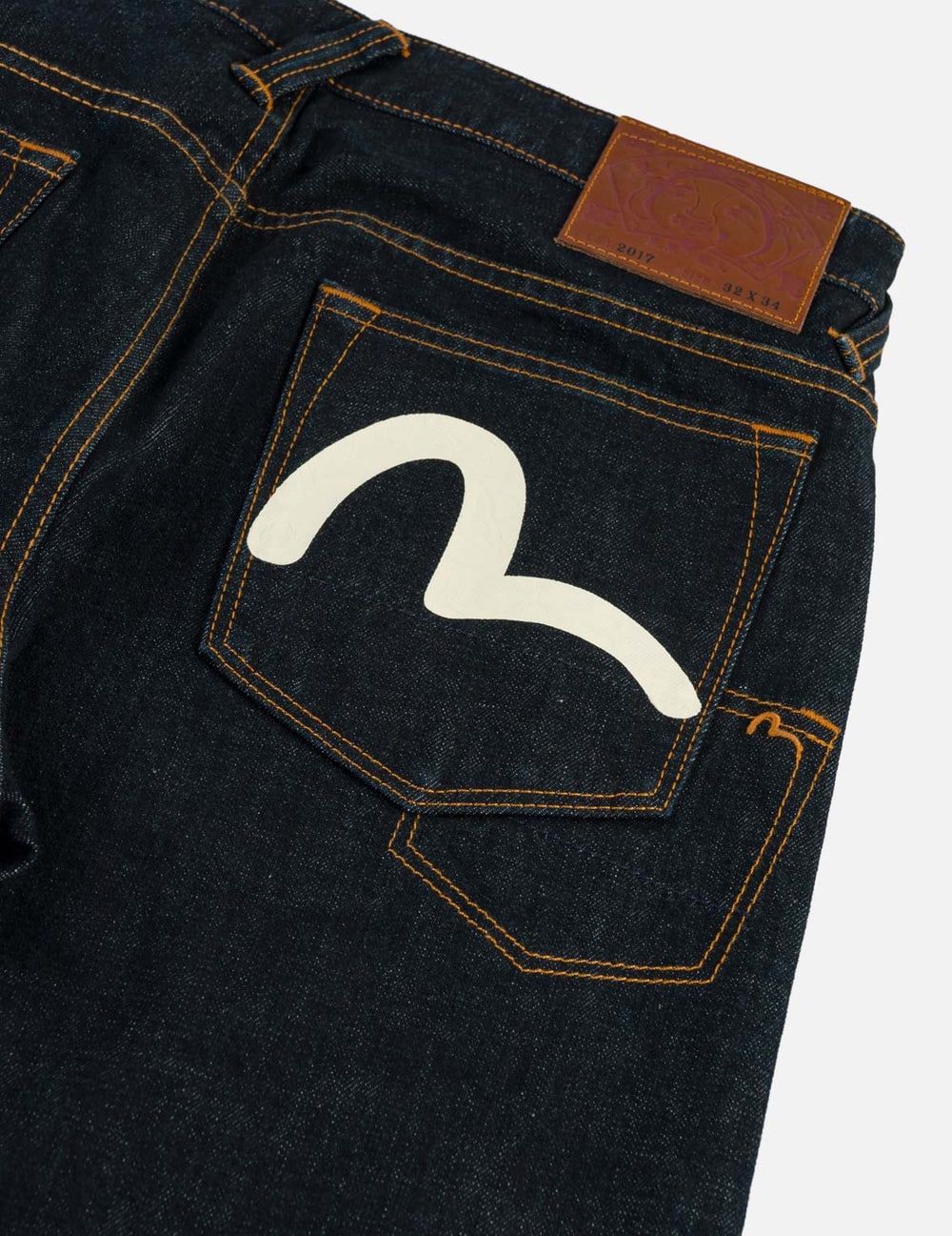Evisu Grey & White Seagull Print Pocket Selvedge Jeans #2017