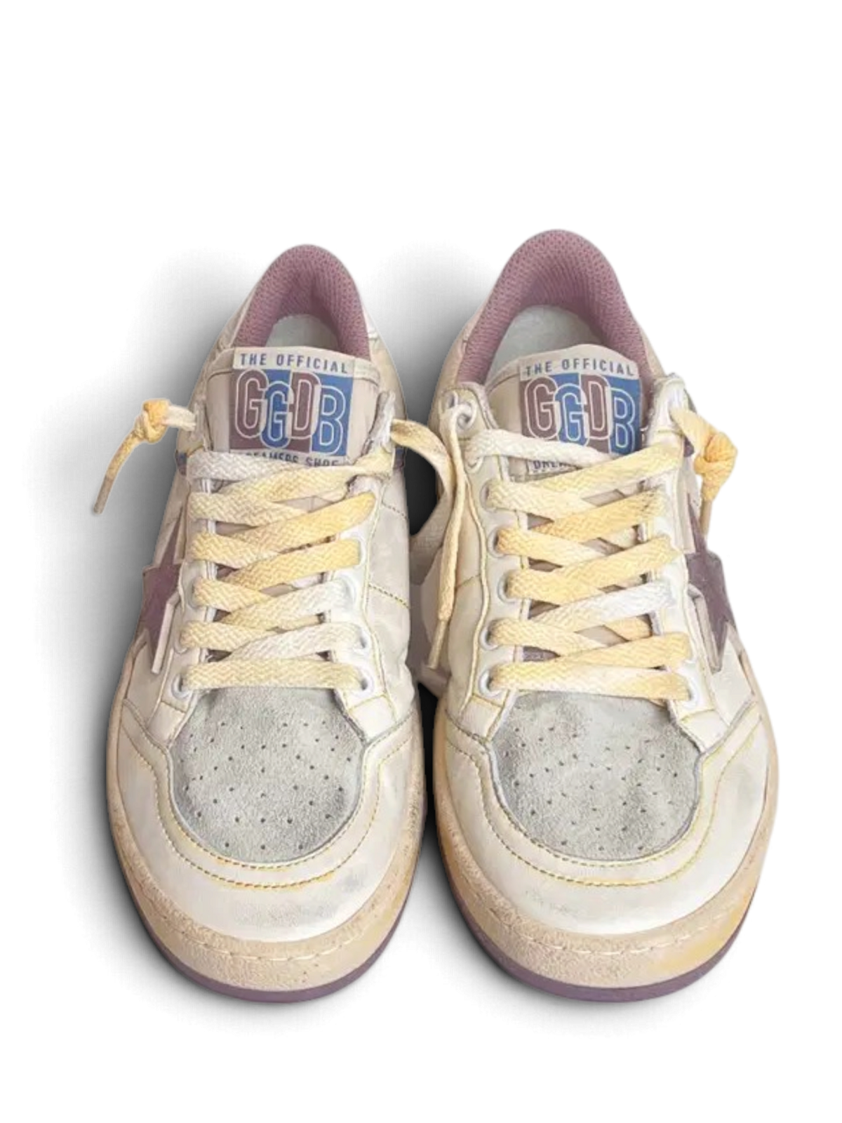 Golden Goose Ball Star White Purple Leather Suede
