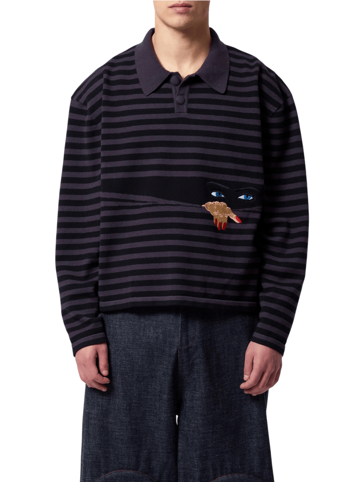 House Of Errors Knitted Peeping Rugby Black/Grey