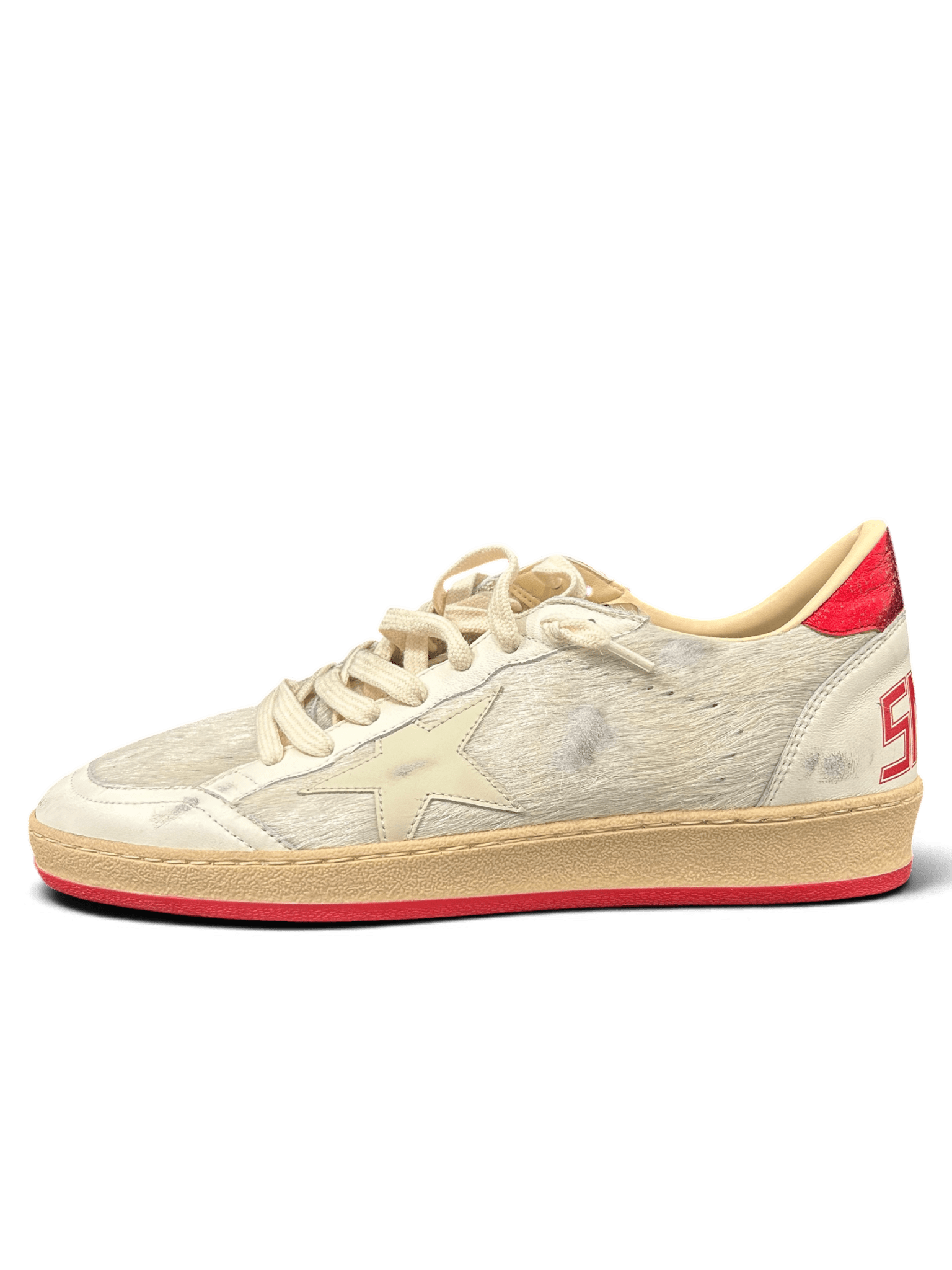 Golden Goose Ball-Star Horsy White And Red Heel