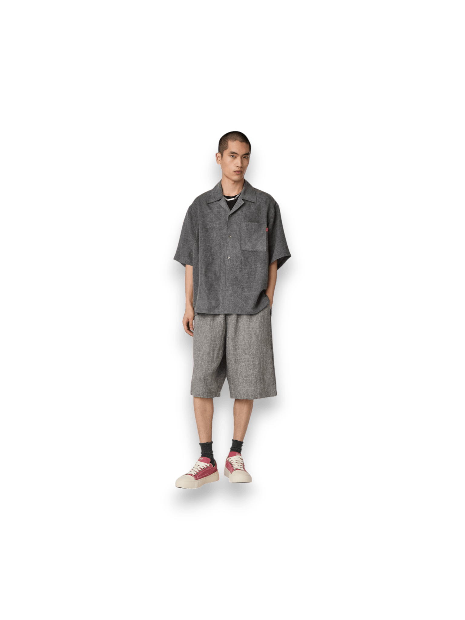 Acupuncture Cracked Shirt S/S Marble Grey