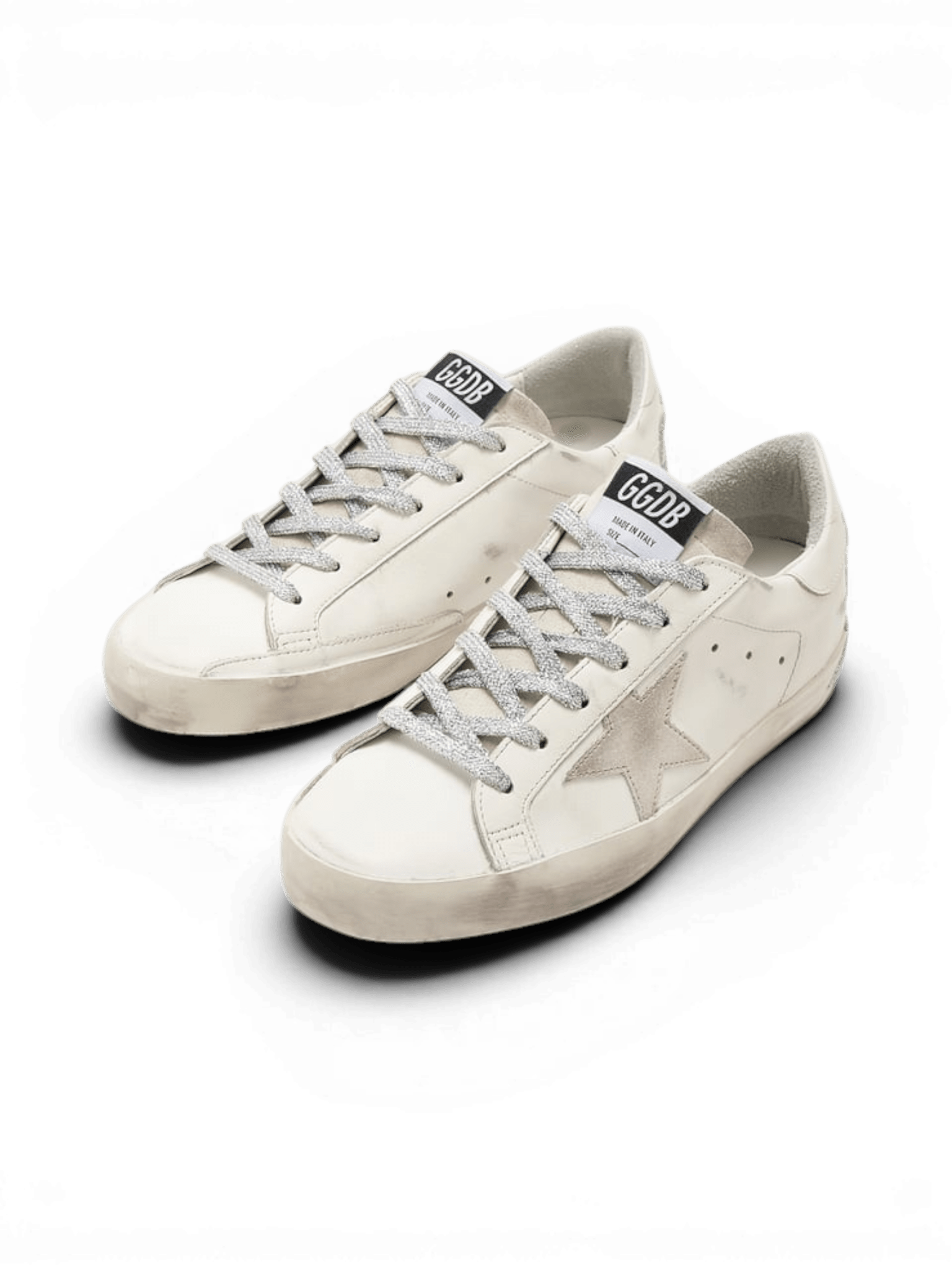 Golden Goose Super-Star White With Laminated Print
