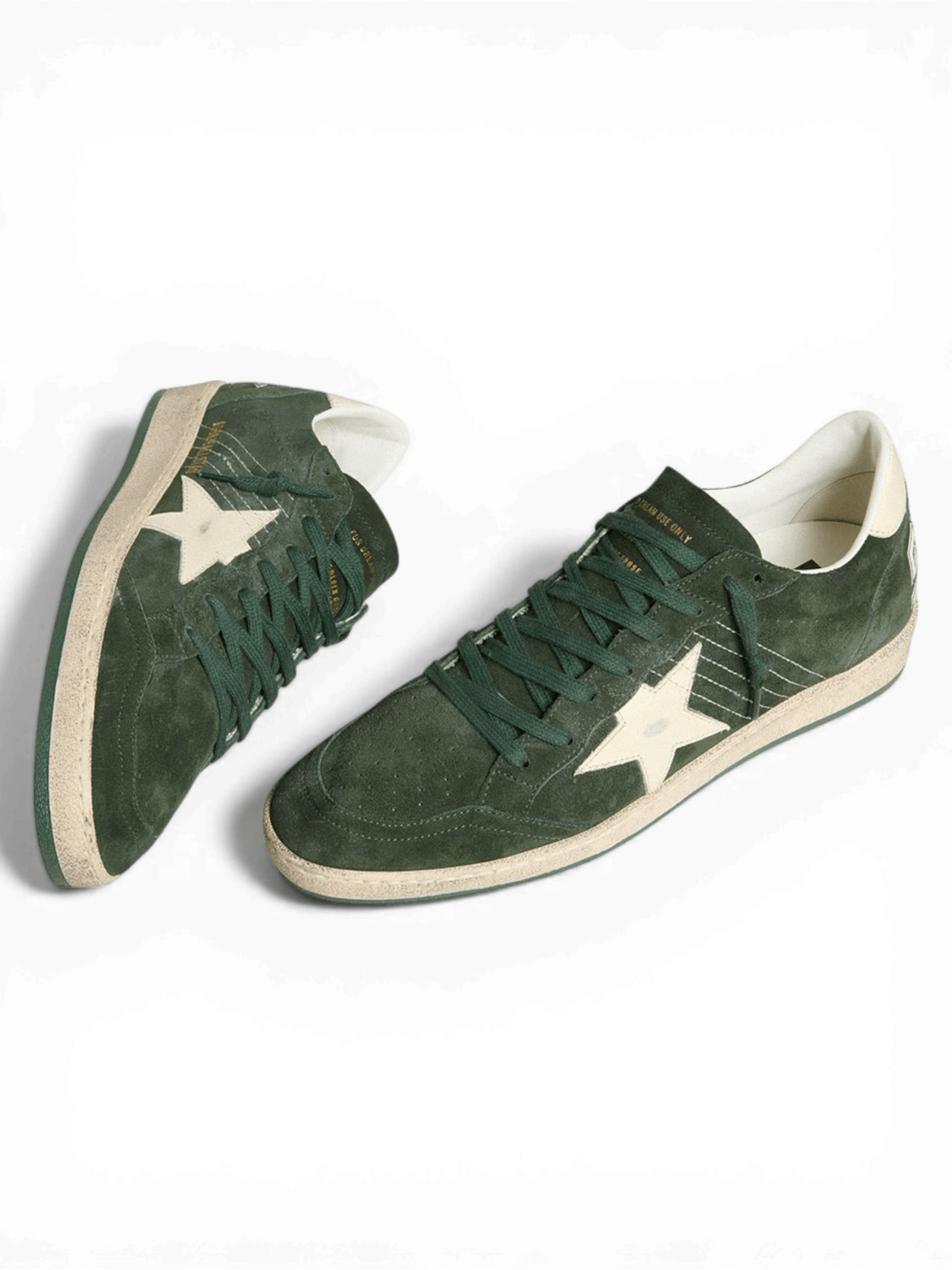 Golden Goose Men's Ball Star Green suede white leather star and heel tab