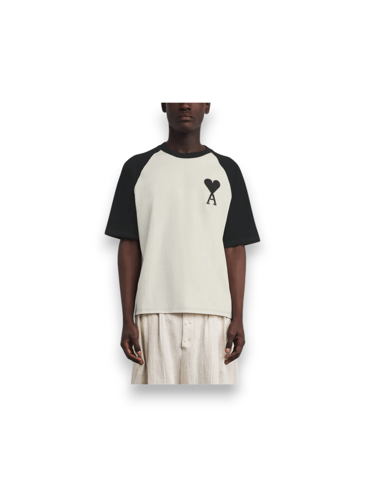Ami Paris Embroidered Logo De Coeur Boxy Fit TwoTone White Black T-shirt