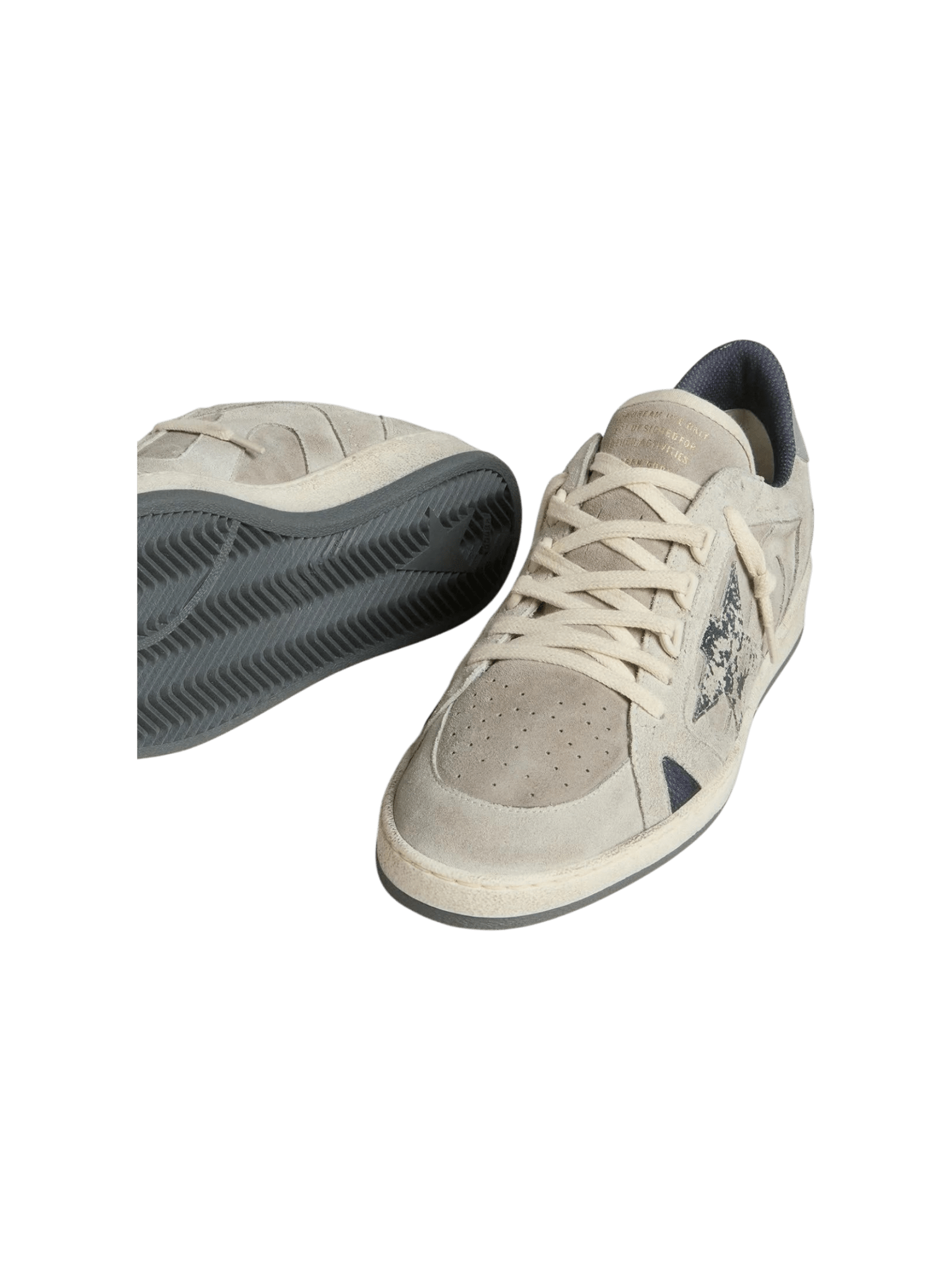 Golden Goose Ball-Star LTD Natural Grey Suede And Cracklè Star
