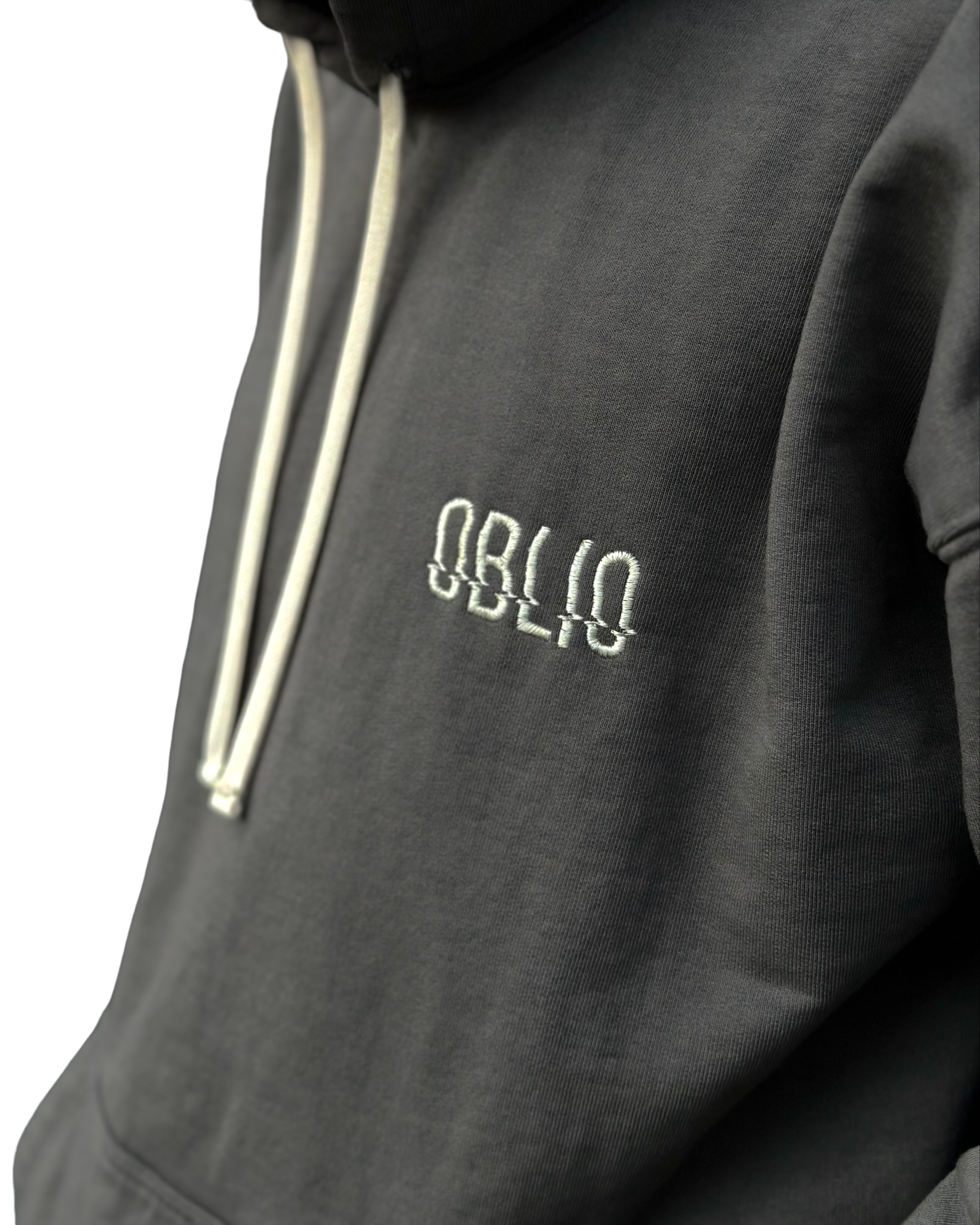 OBLIO SOCIETY Slate Hand Washed 3d Embroidery Hoodie