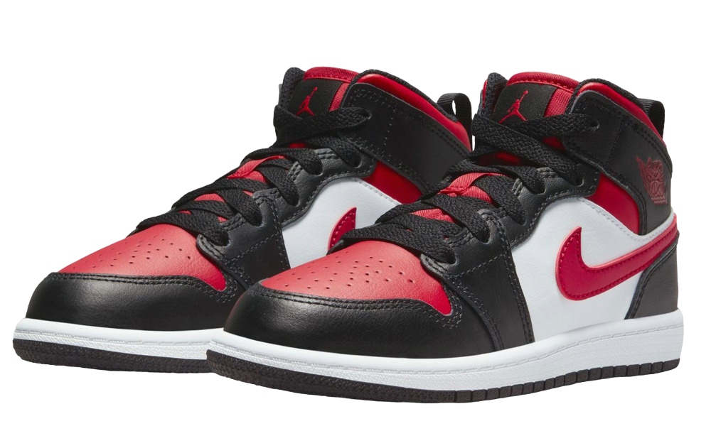 Jordan 1 Mid Black Fire Red (PS)