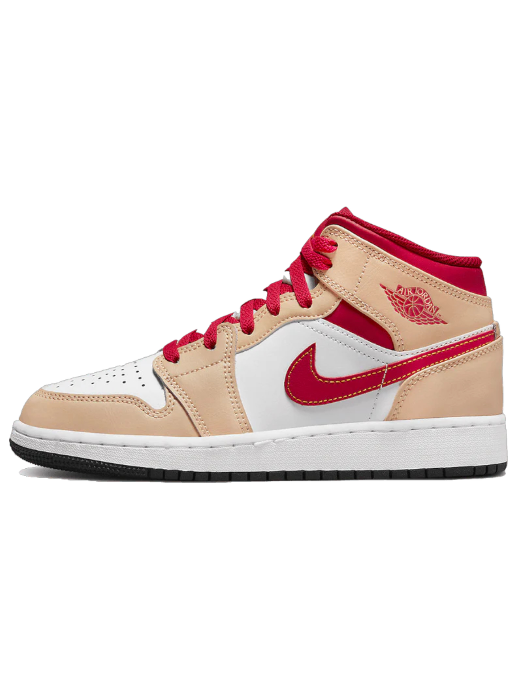 Jordan 1 Mid Light Curry Cardinal