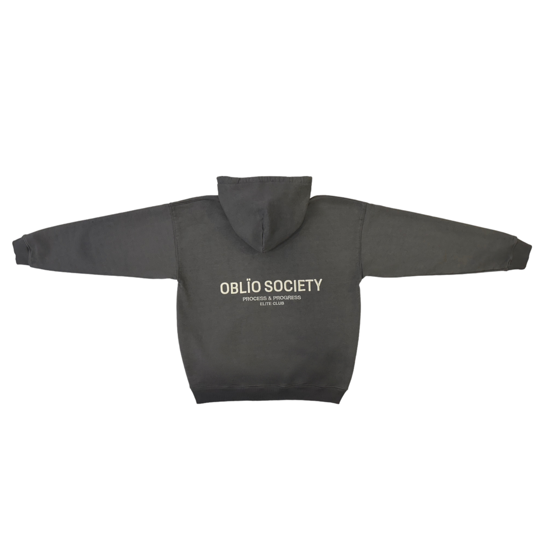 OBLIO SOCIETY Slate Hand Washed 3d Embroidery Hoodie