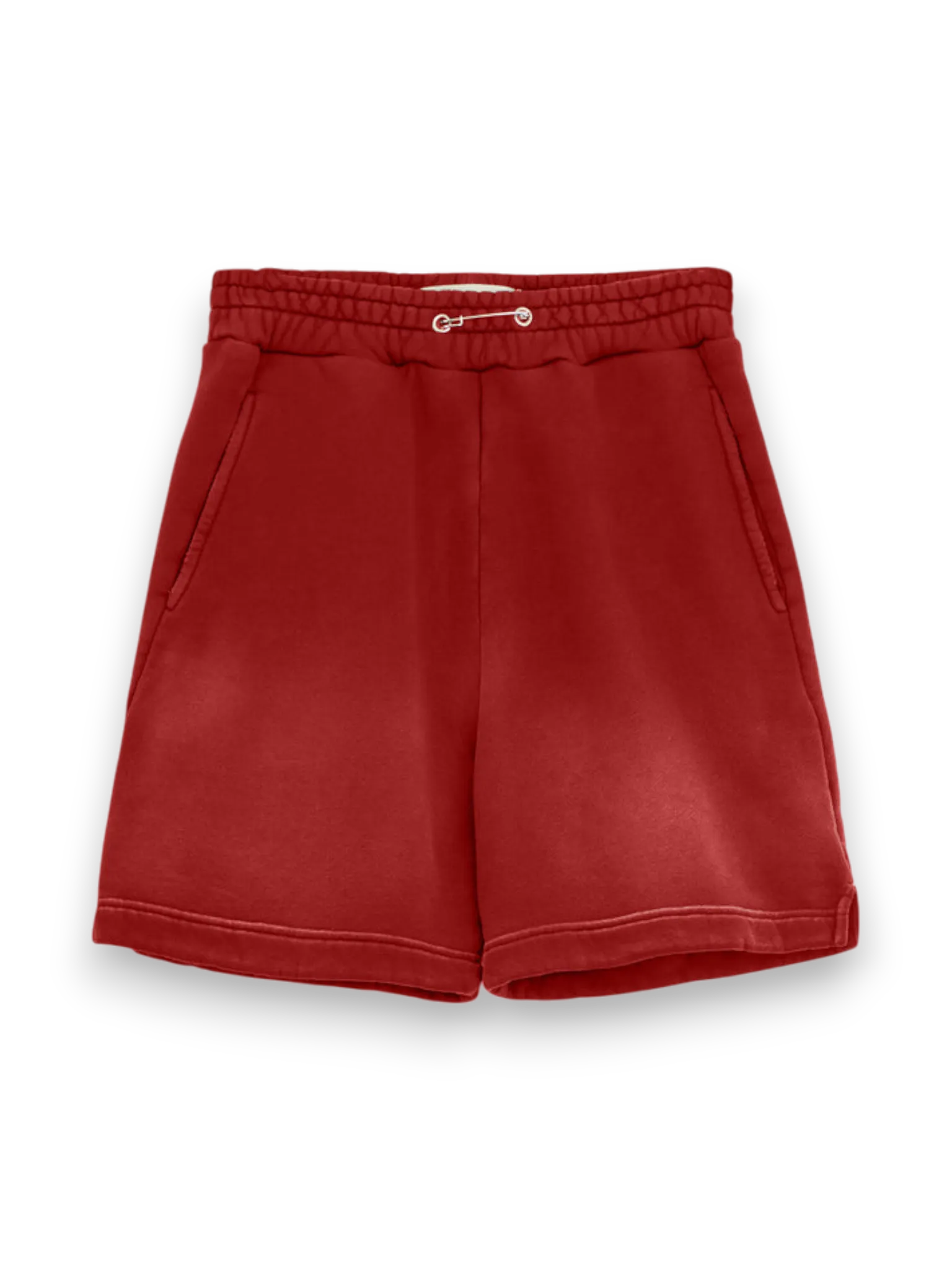 STAY HUMAN ON EARTH SUN BLEACHED RIPPED RELAXED FLEECE SHORT BERMUDA CHILI