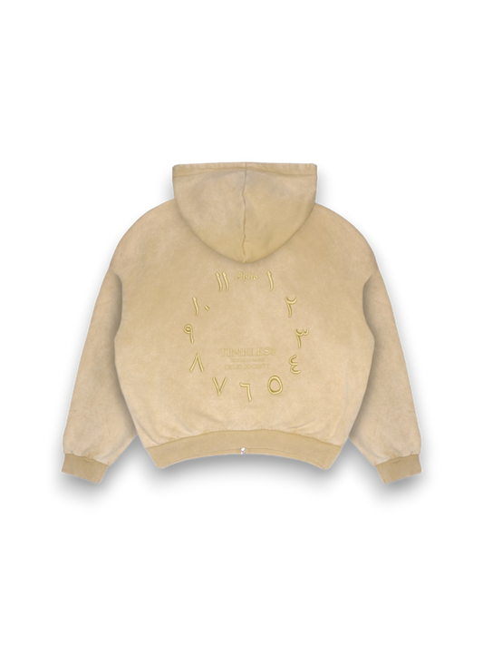 Oblio Timeless Zip Hoodie Arabic Dial Sand