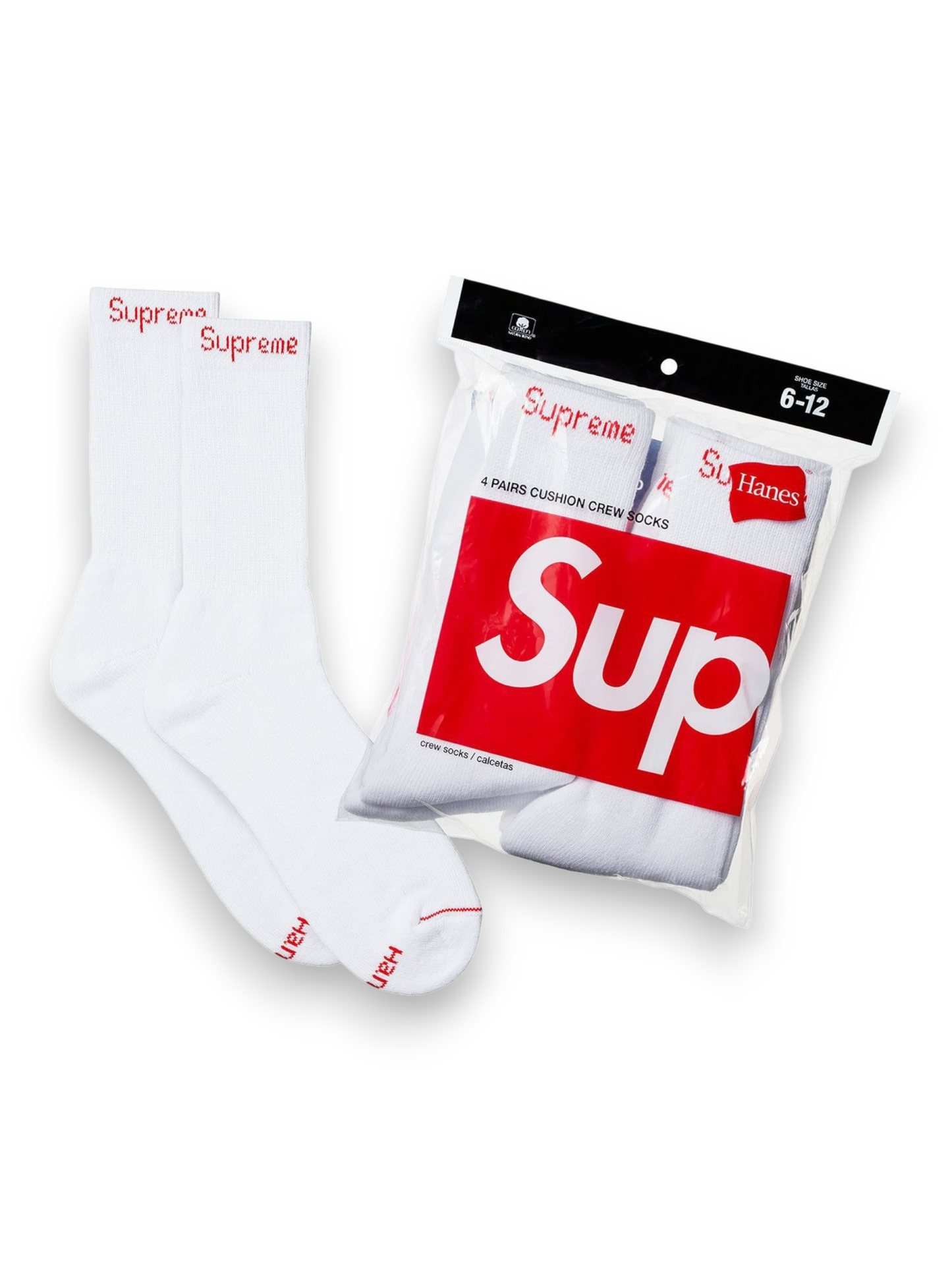 Supreme Hanes Crew Socks White