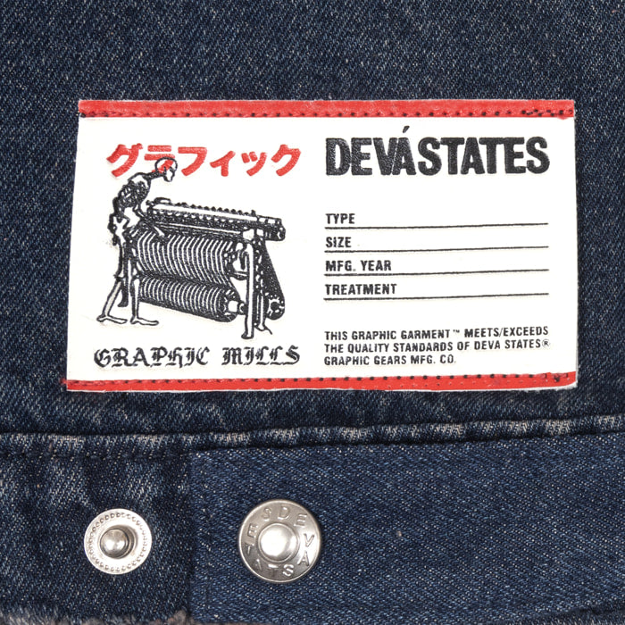 DEVÁ STATES DENIM WORK JACKET GRUNT WASHED BLUE