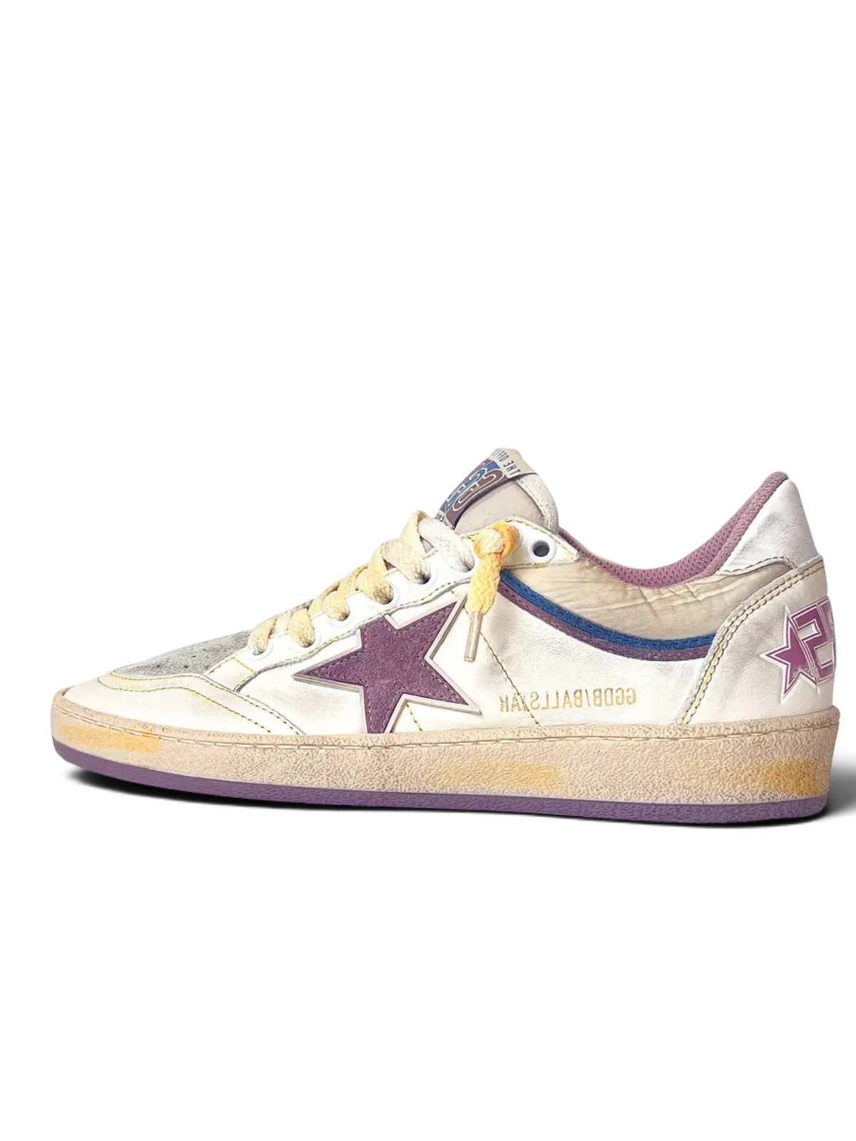 Golden Goose Ball Star White Purple Leather Suede
