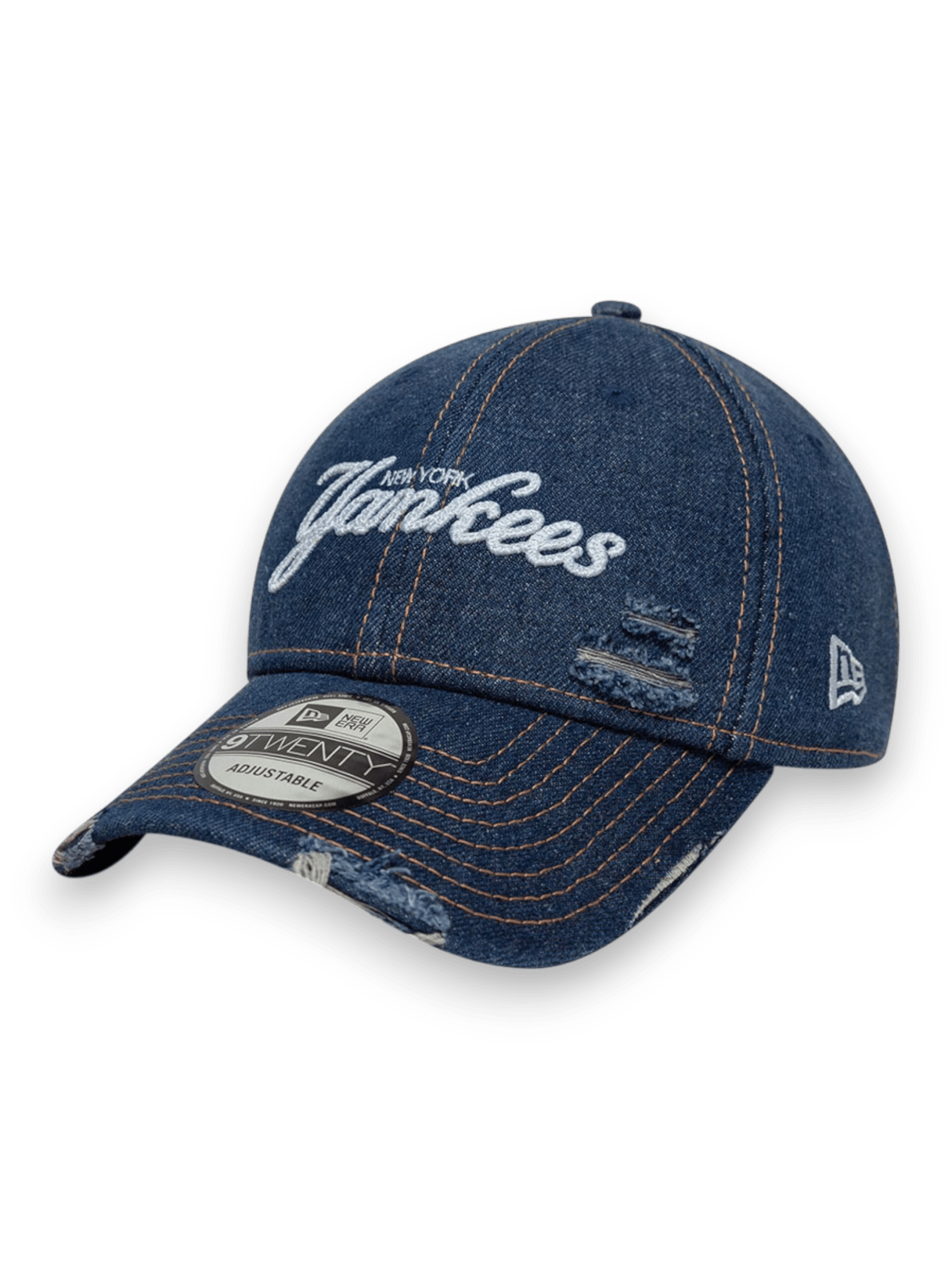 New Era New York Yankees MLB Denim Distressed Blu Navy 9Twenty