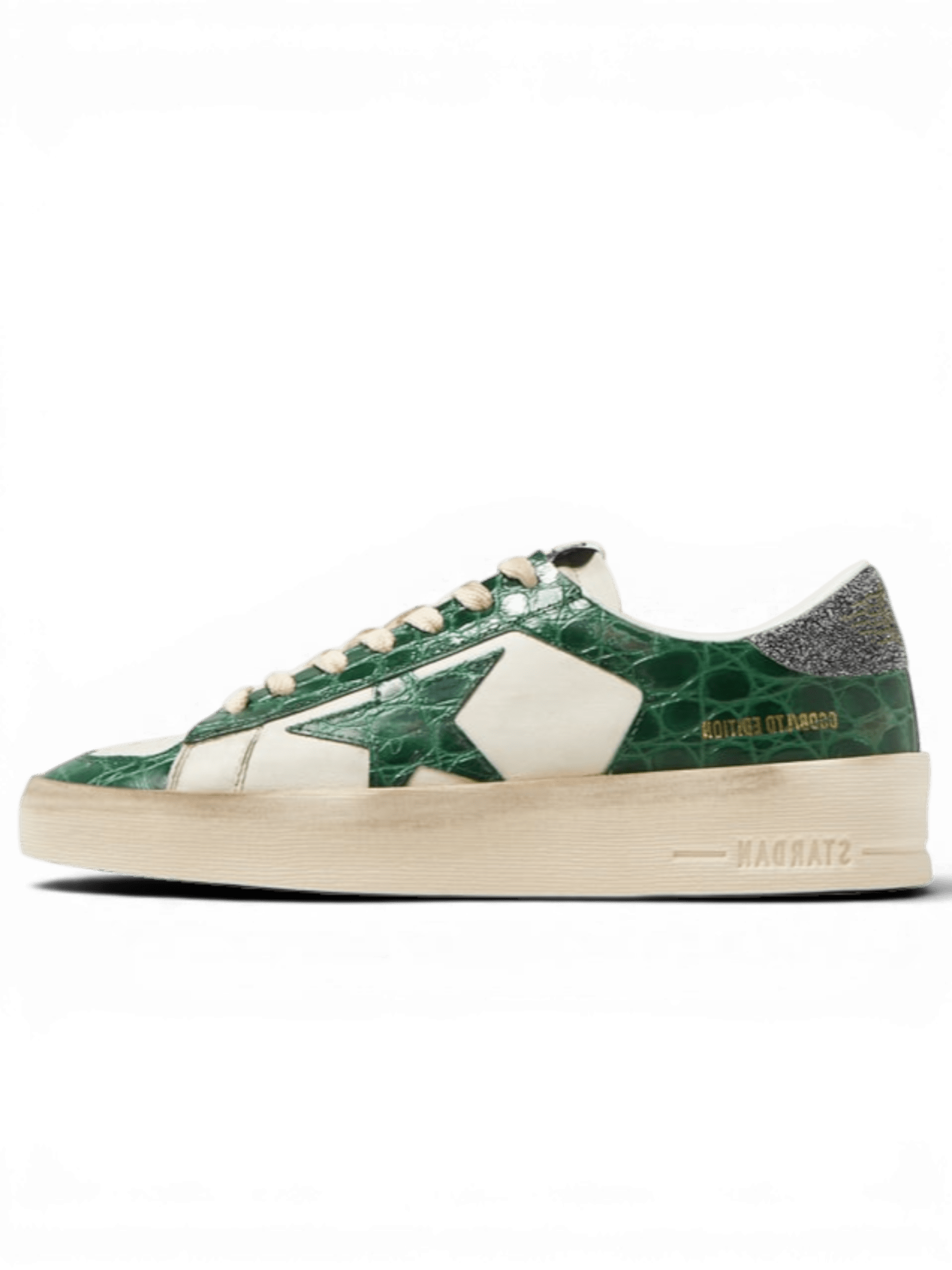 Golden Goose Stardan Sneakers Green White With Swasovsi