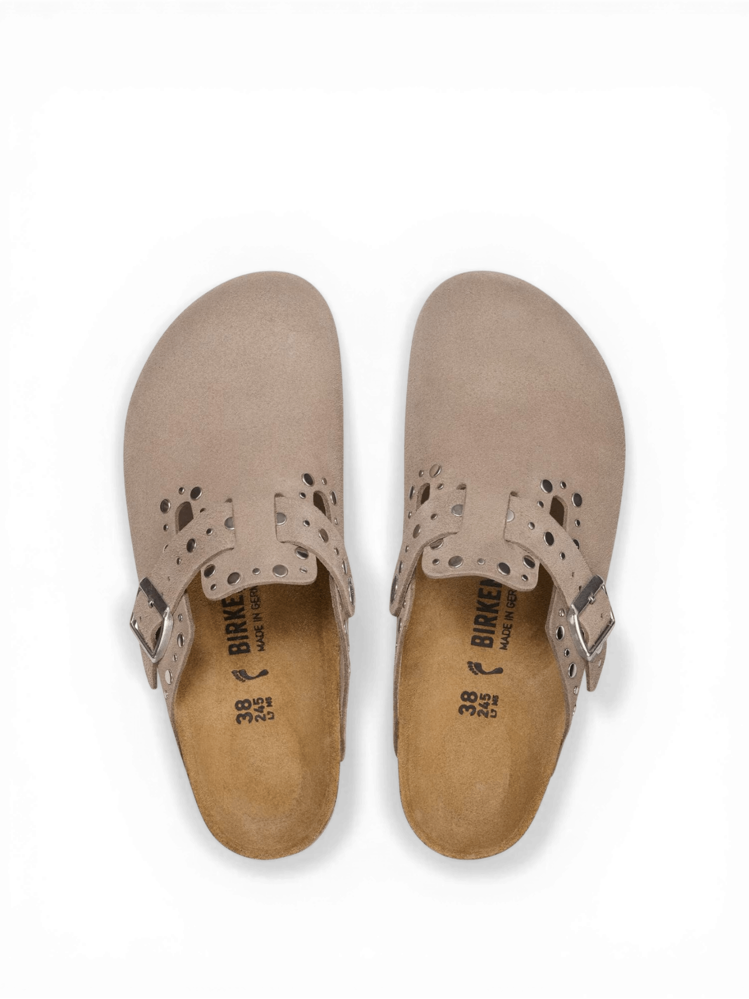 Birkenstock Boston Rivets Pelle scamosciata Taupe