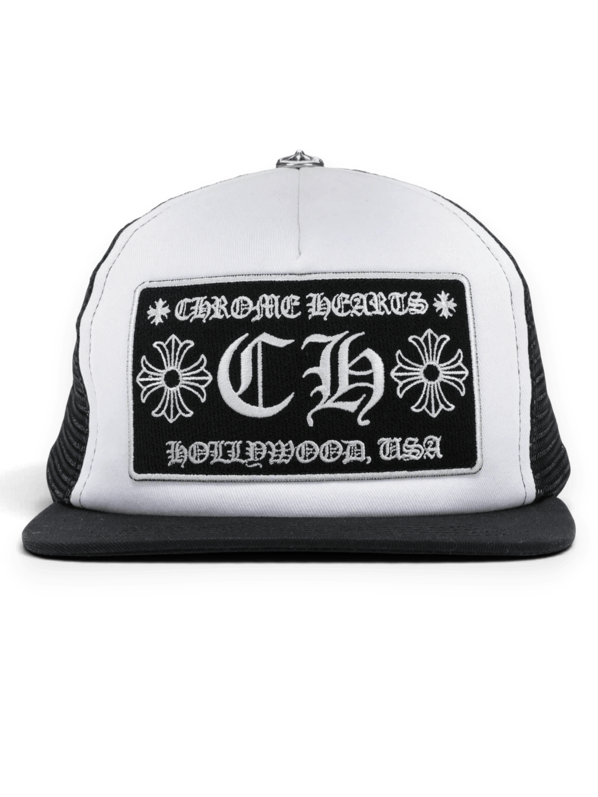 Chrome Hearts CH Hollywood Trucker Hat Black/White