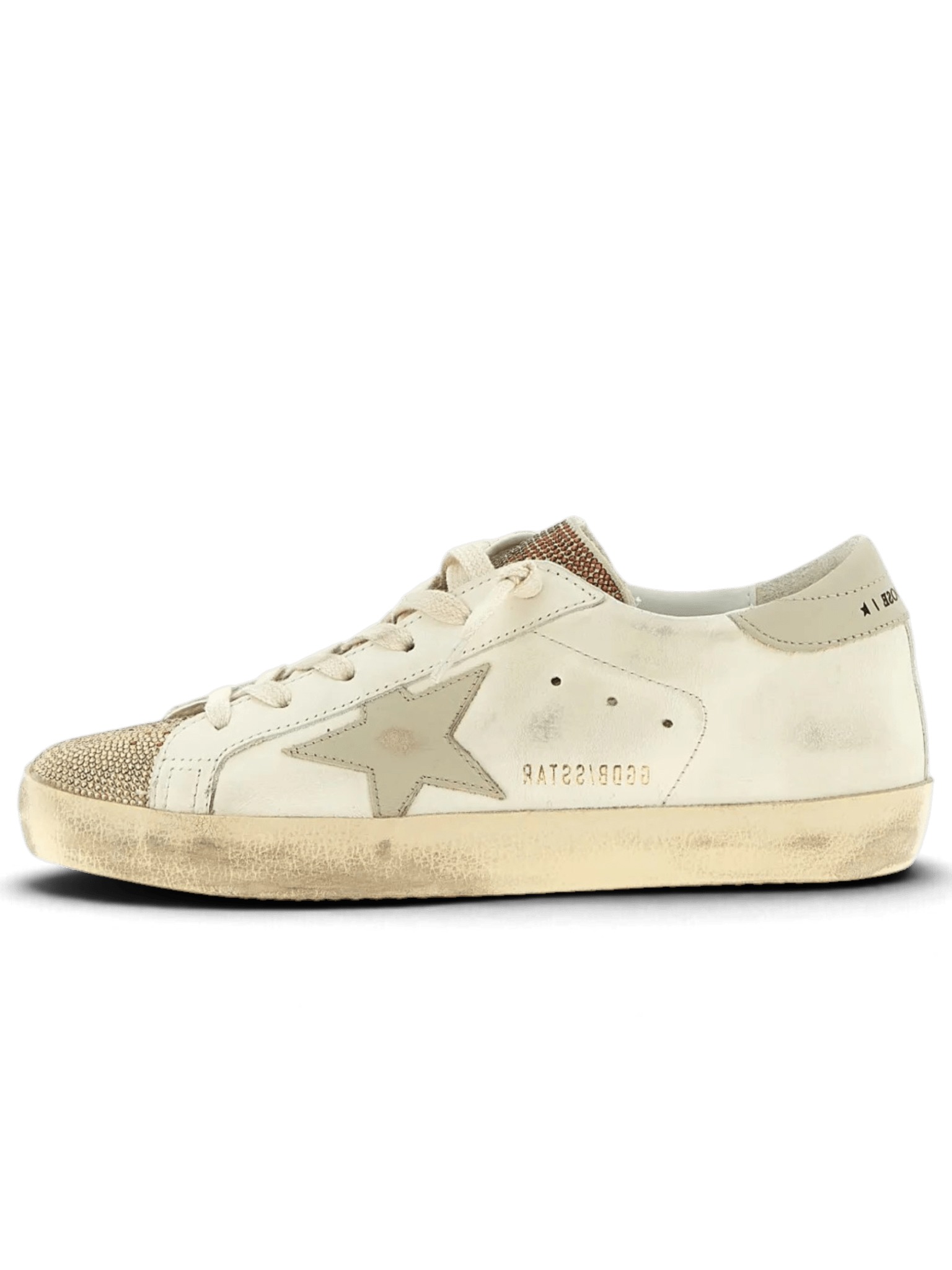 Golden Goose Super-Star White With Swarovski Beige