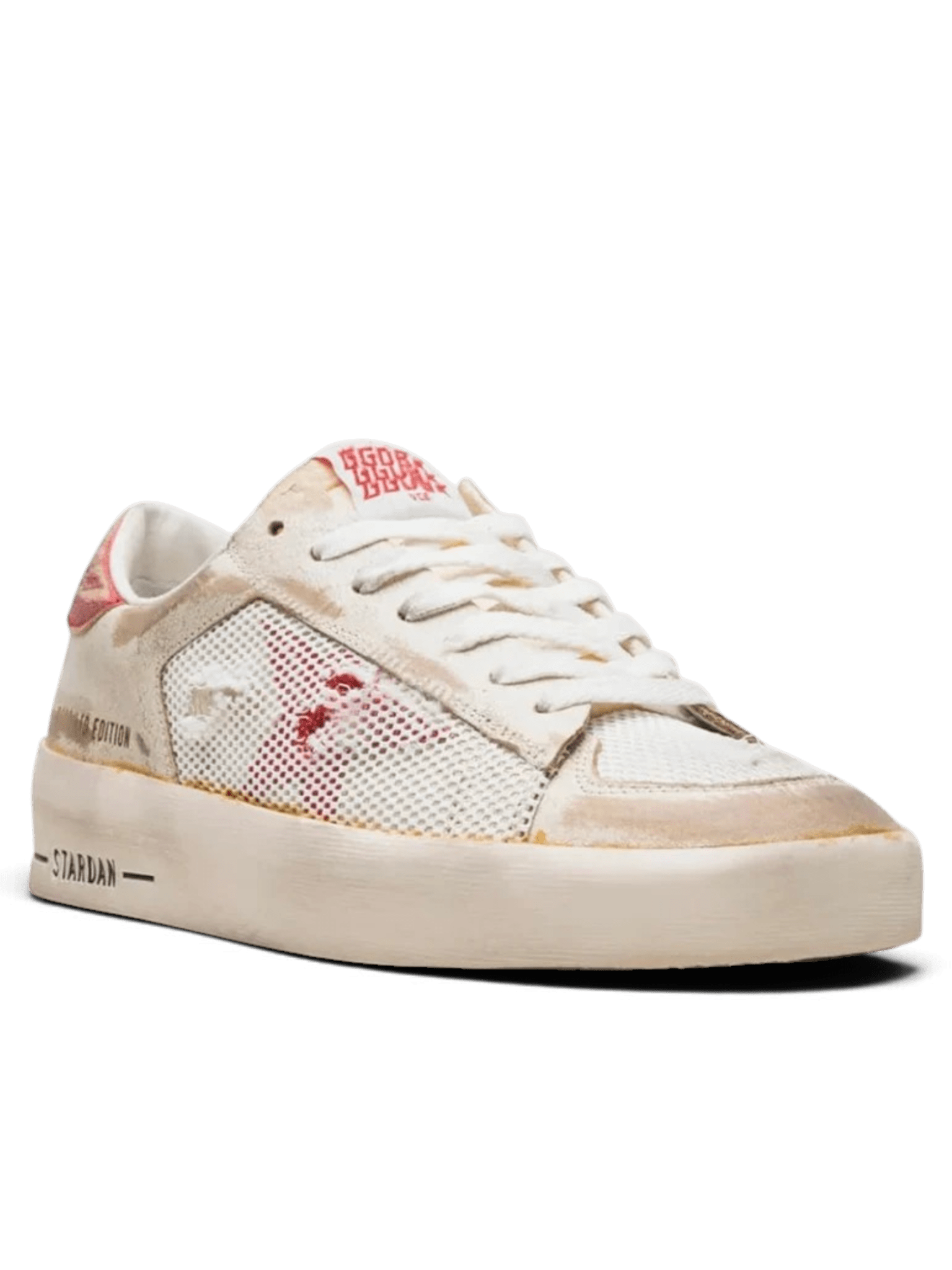 Golden Goose Stardan Laminated Leather White Red