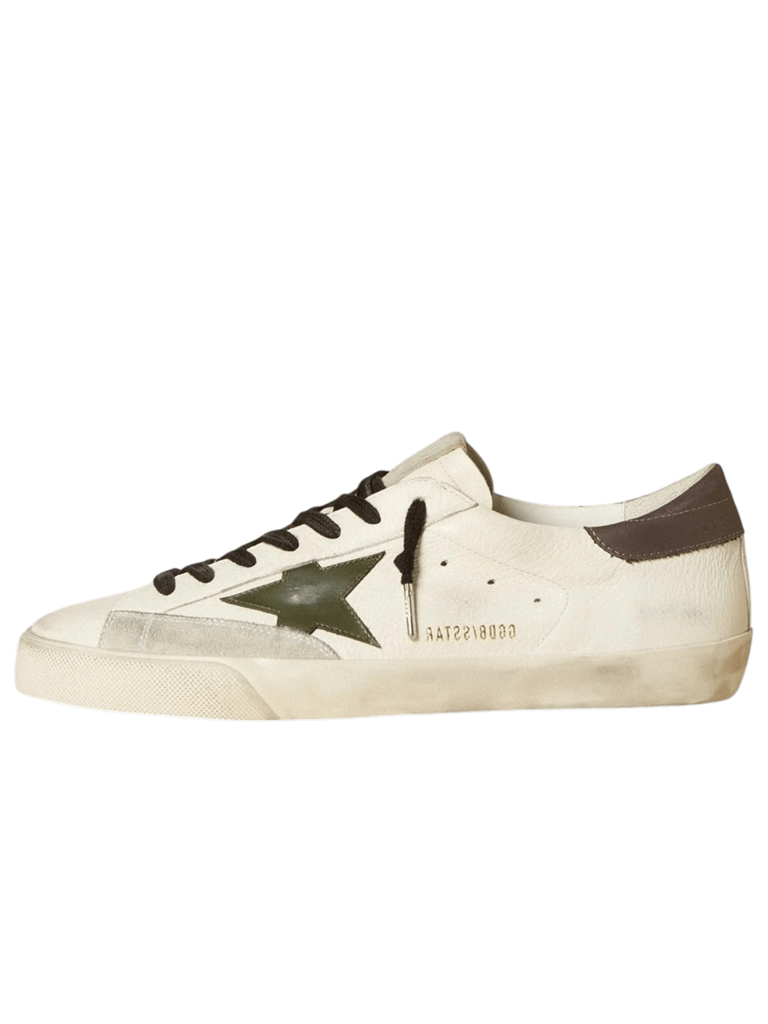 Golden Goose Super-Star In Nappa With Green Leather Star And Gray Leather Heel Tab