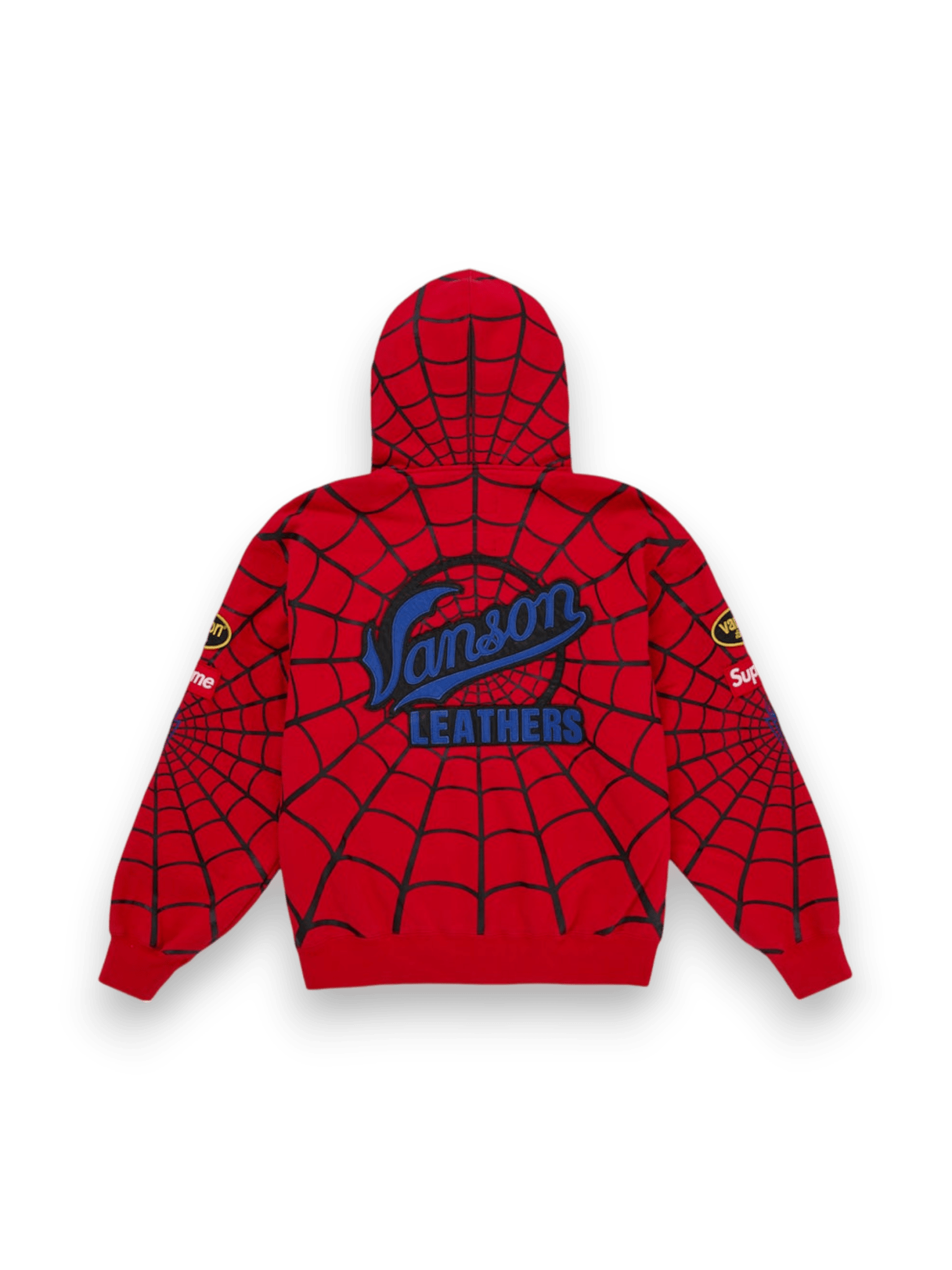 Supreme Vanson Leathers Spider-Man Zip Up Hooded Sweatshirt Red