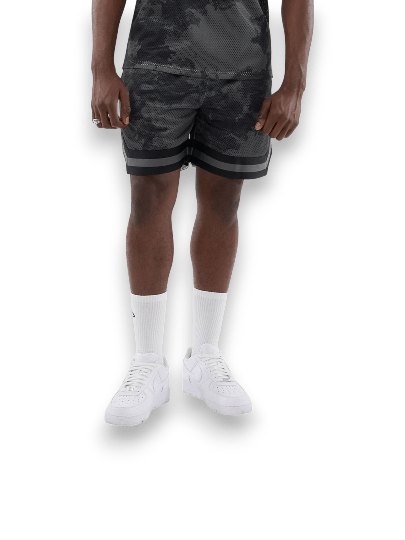 New Era Shorts All Over Print Mesh Camo Black