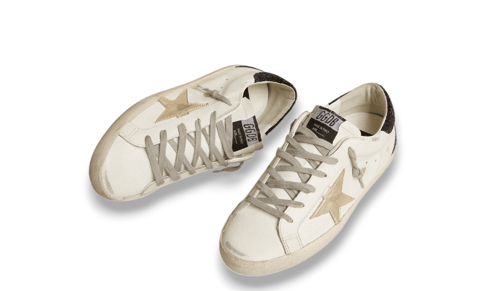 Golden Goose Super-Star White talloncino in glitter nero