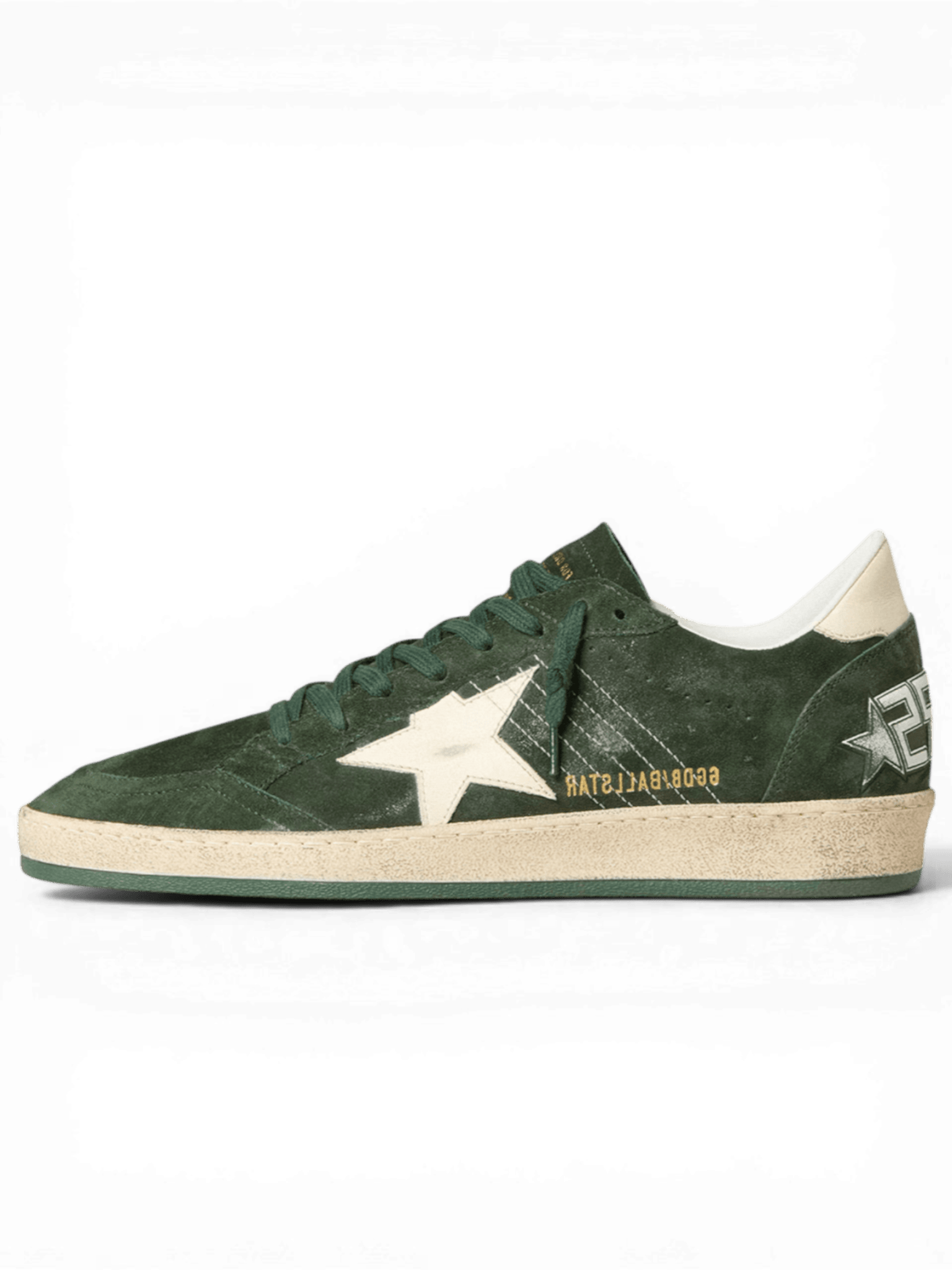 Golden Goose Men's Ball Star Green suede white leather star and heel tab