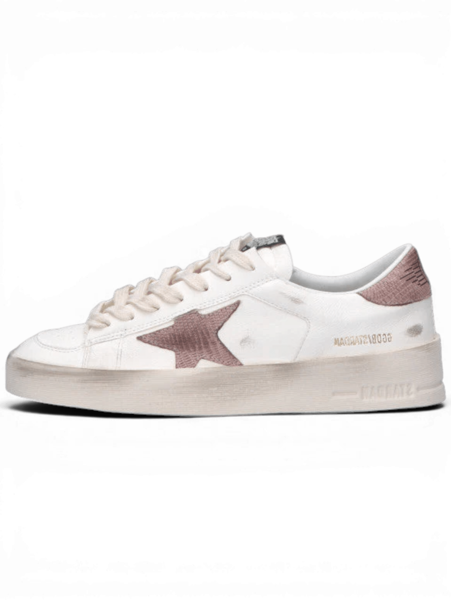 GOLDEN GOOSE - STARDAN Sneaker bianca/rosa in pelle