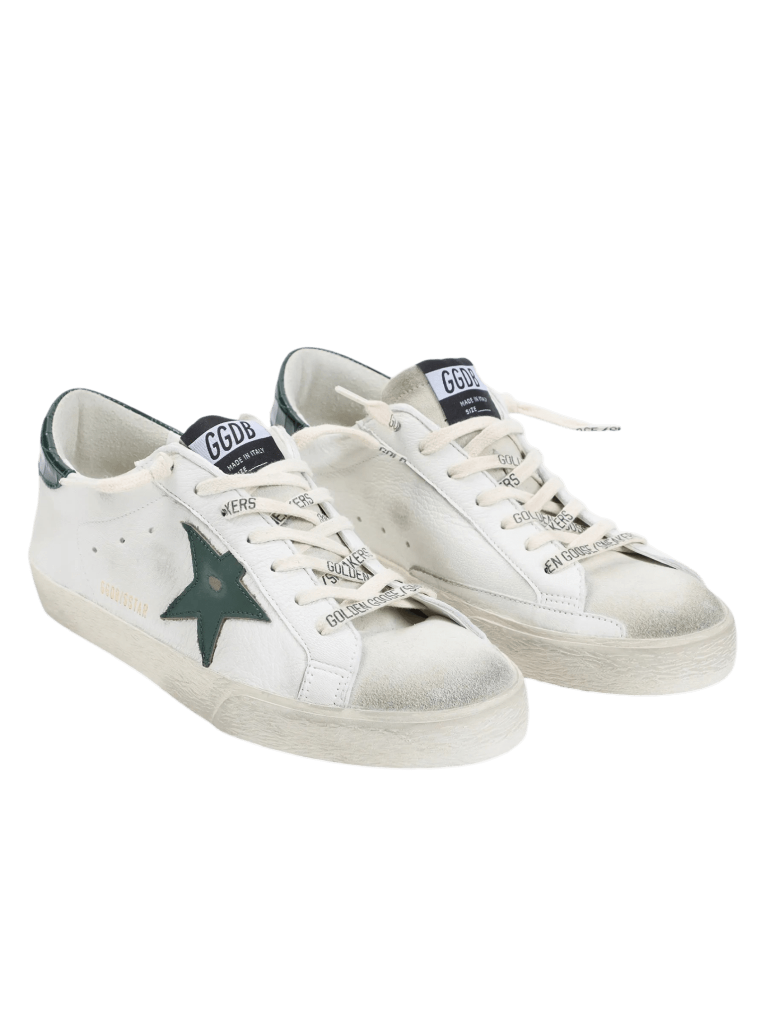 Golden Goose Super-Star White Forest Green Crocodile