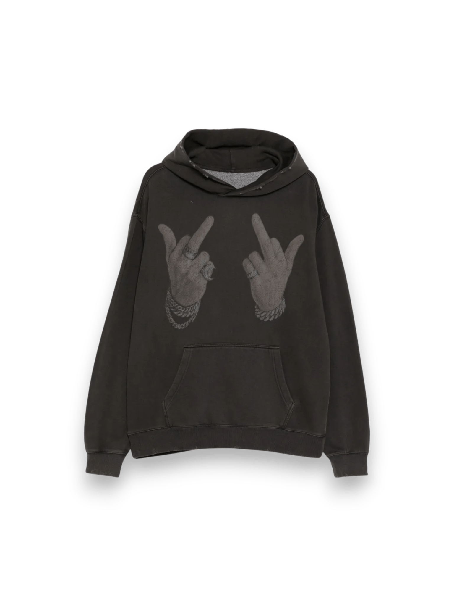 Warman Middle Fingers Up Graphic Hoodie Black