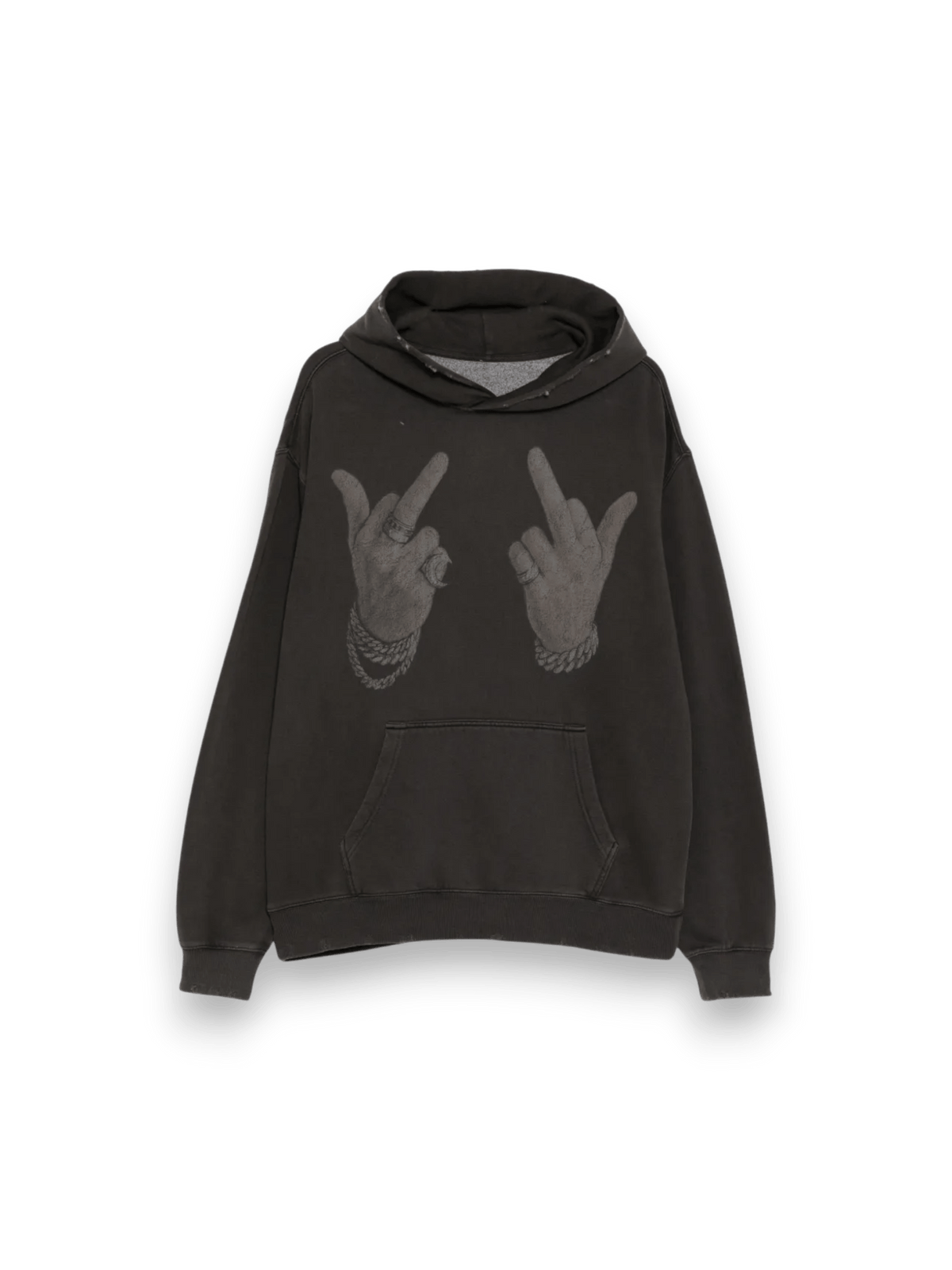 Warman Middle Fingers Up Graphic Hoodie Black