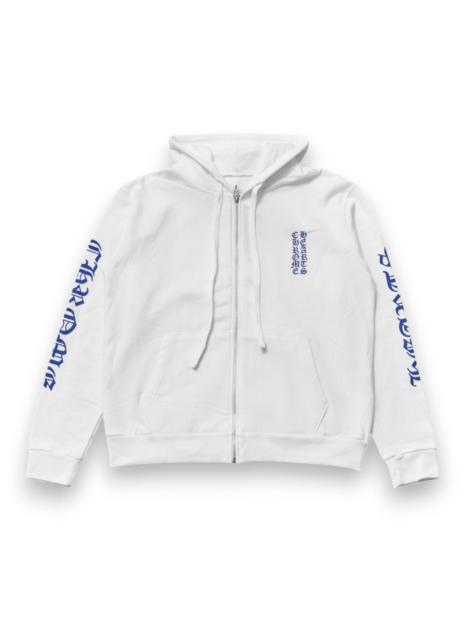 CHROME HEARTS FLEECE ZIP BLUE PRINT HOODIE WHITE